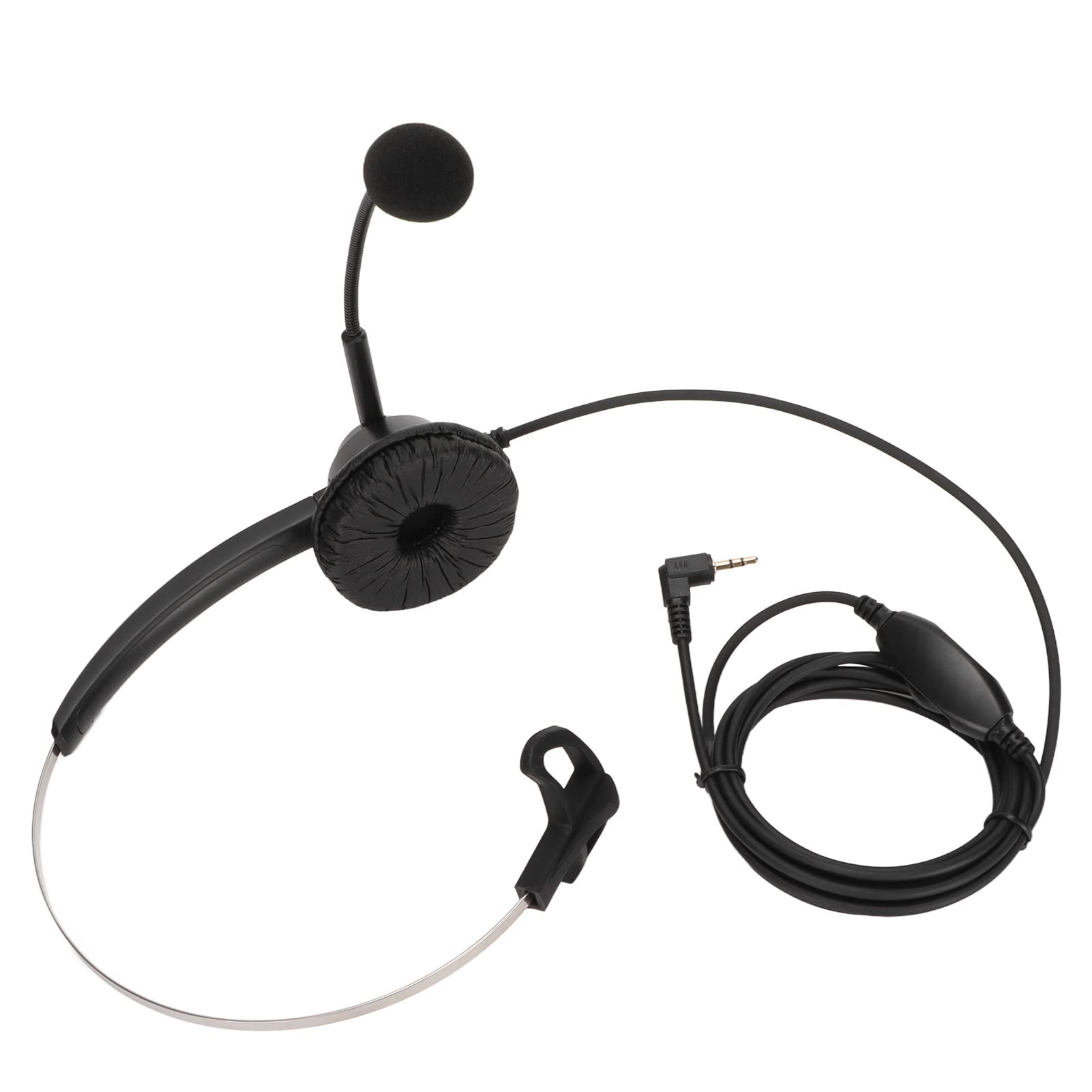 Jopwkuin Single Ear Telephone Headset with Volume Control - Noise Cancelling Customer Service Headset for 2.5mm Plug - Perfect for Call Centers, Office Work & Remote Customer Support