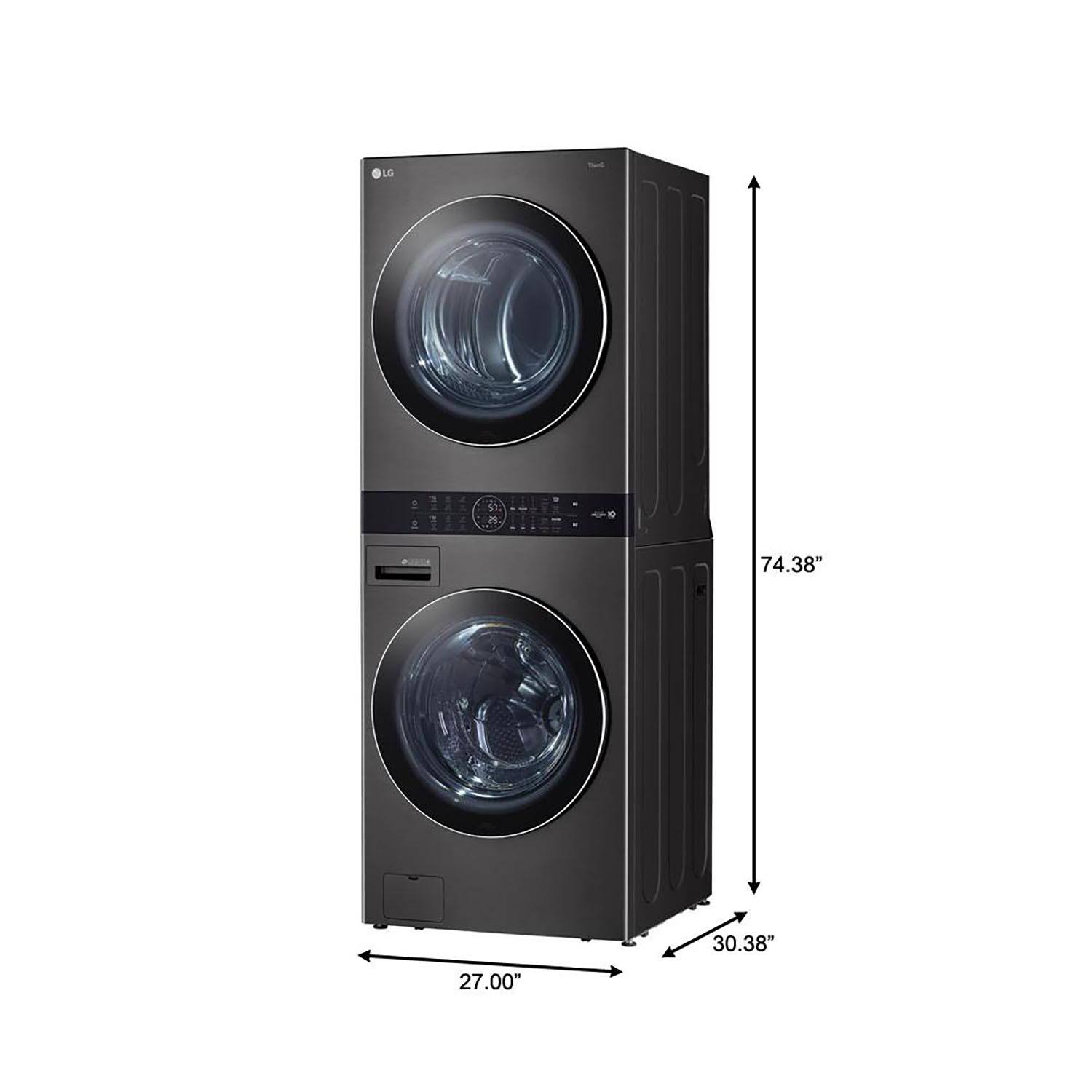 LG WKGX201HBA 5.2 Cu. Ft. Front Load Washer & 7.4 Cu. Ft. Gas Dryer Set in Black Stainless Steel - Perfect for Laundry Room, Apartment & Home Use