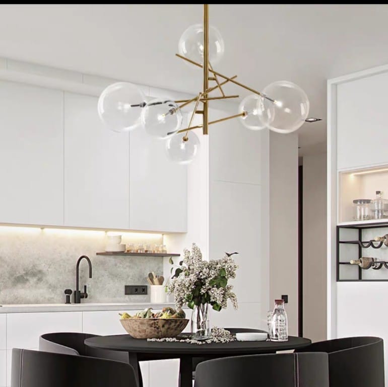 Modern Gold Pendant Light - Elegant Aeneas Design for Dining Room, Kitchen Island & Bedroom Lighting - Dimmable LED Chandelier for Home Decor