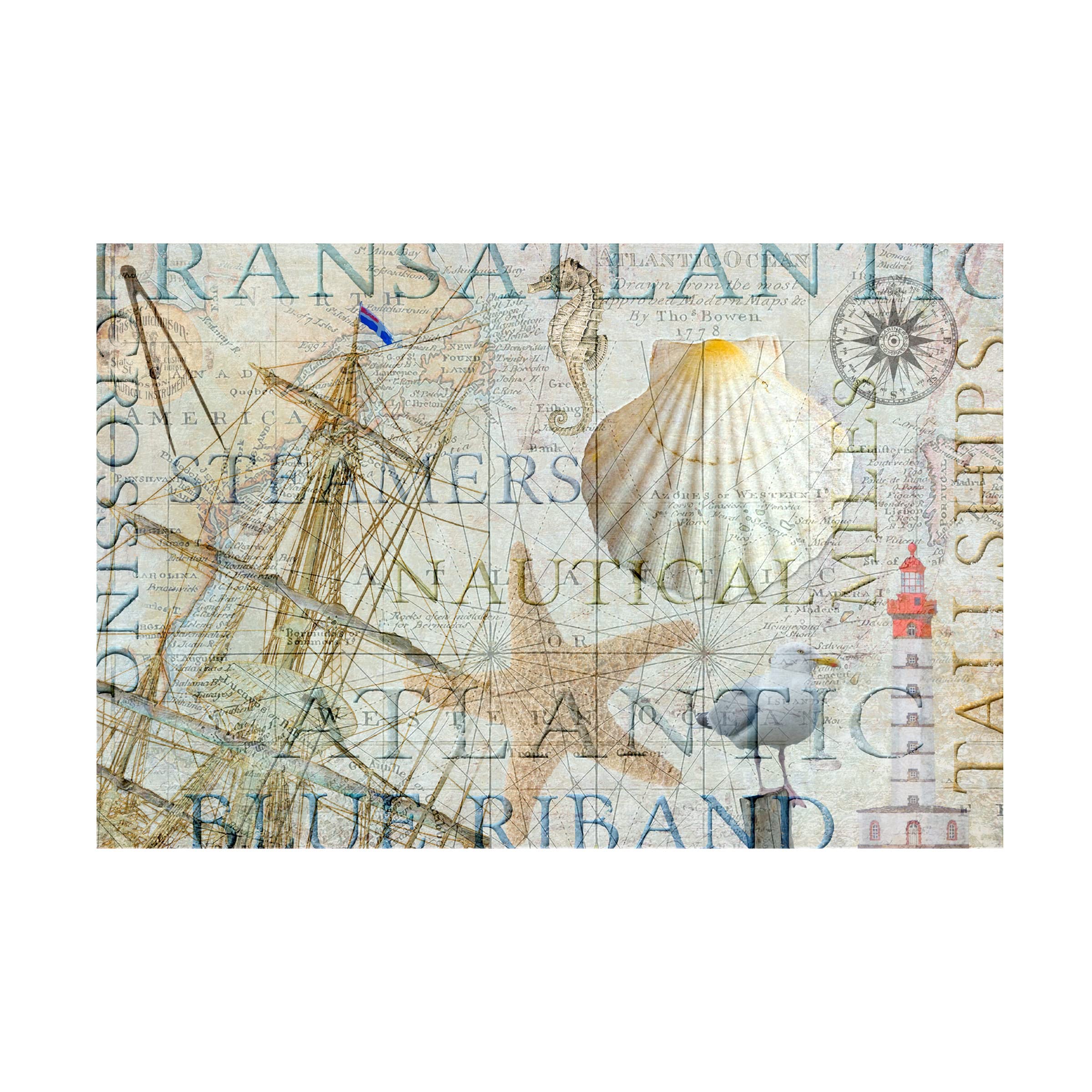 Trademark Fine Art 'The Atlantic' Canvas Wall Art by Cora Niele - Coastal Decor for Living Room, Bedroom & Office