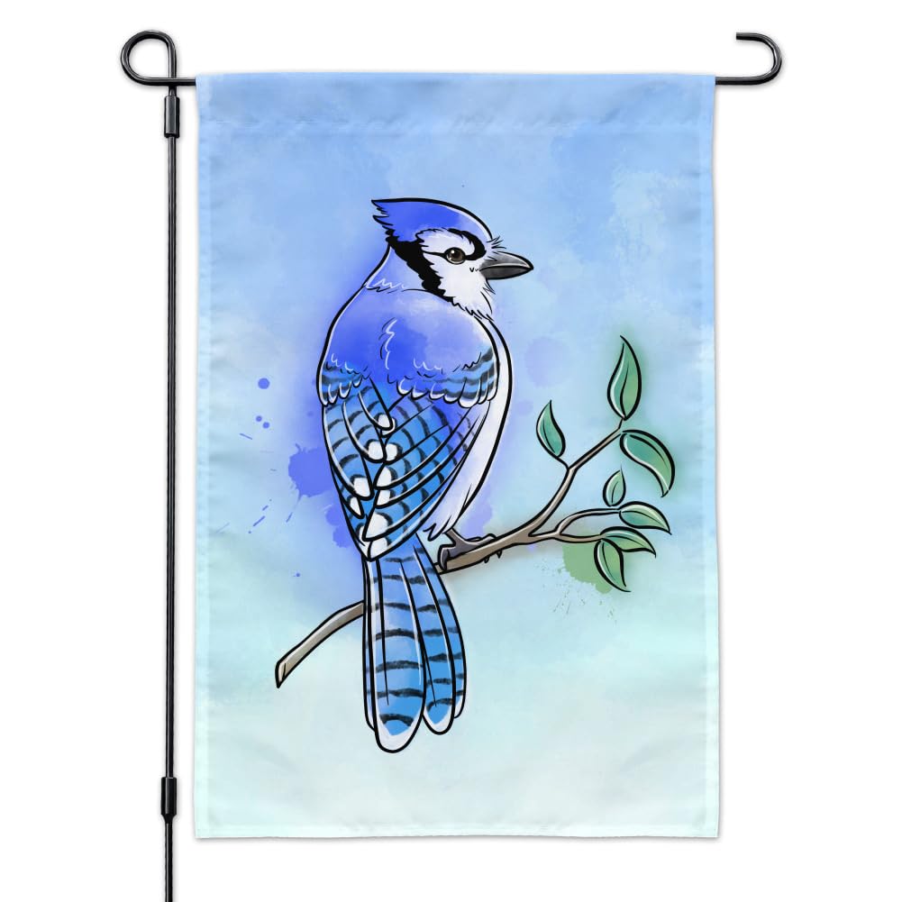 Blue Jay Watercolor Art - Northeastern Bird Garden & Yard Flag for Outdoor Decoration, Seasonal Home Decor, and Wildlife Enthusiast Gifts