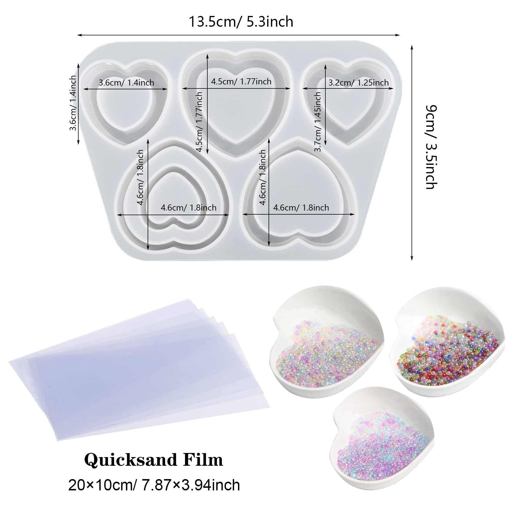 Premium Heart-Shaped Resin Shaker Silicone Molds for Jewelry Making - DIY Epoxy Casting Molds with PVC Sheets & Colorful Beads - Perfect for Handmade Pendants, Keychains & Resin Art Projects