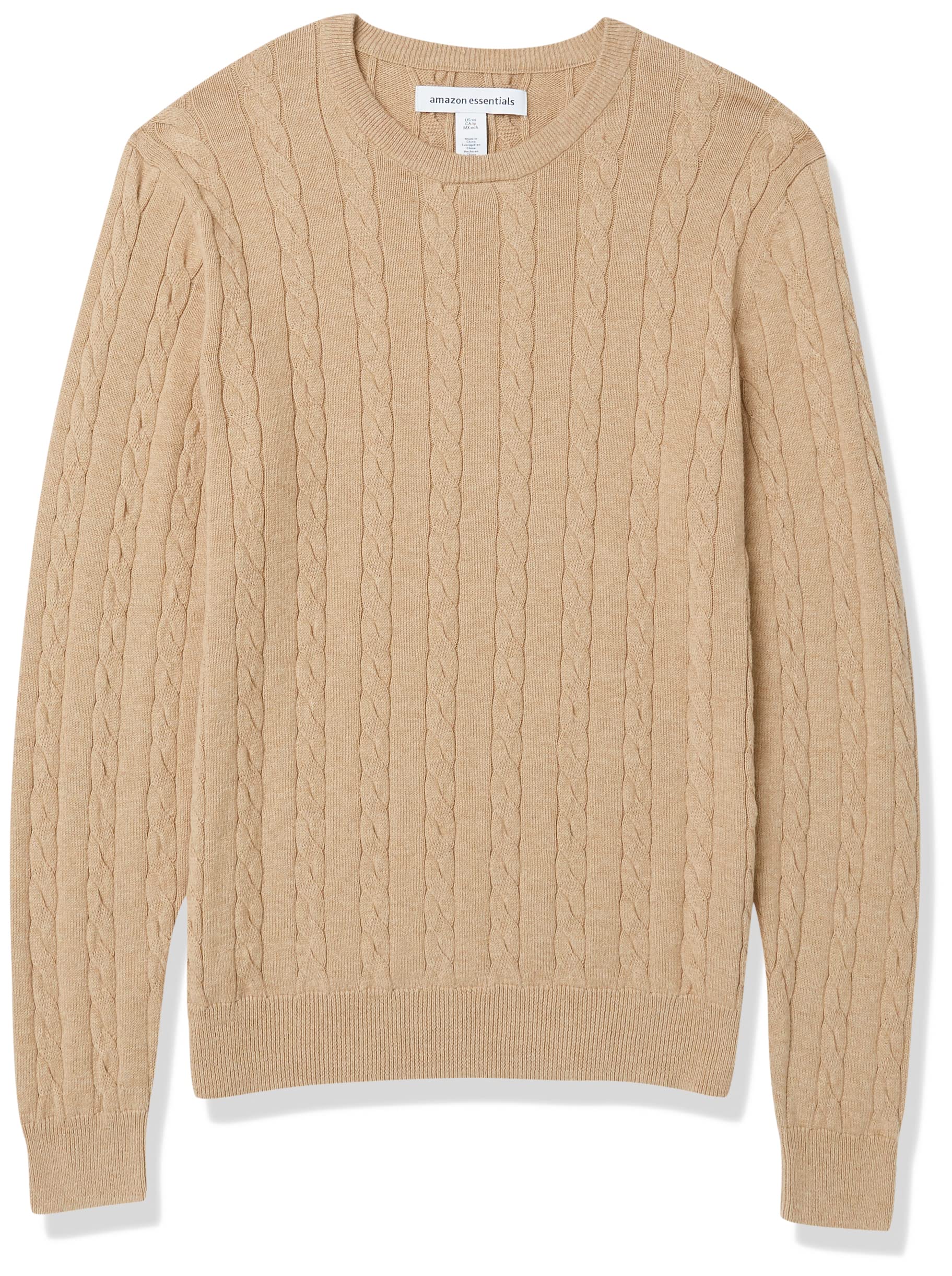 Amazon Essentials Men's Crewneck Cable Knit Cotton Sweater - Soft & Comfortable Winter Pullover for Casual Wear & Office Outfits