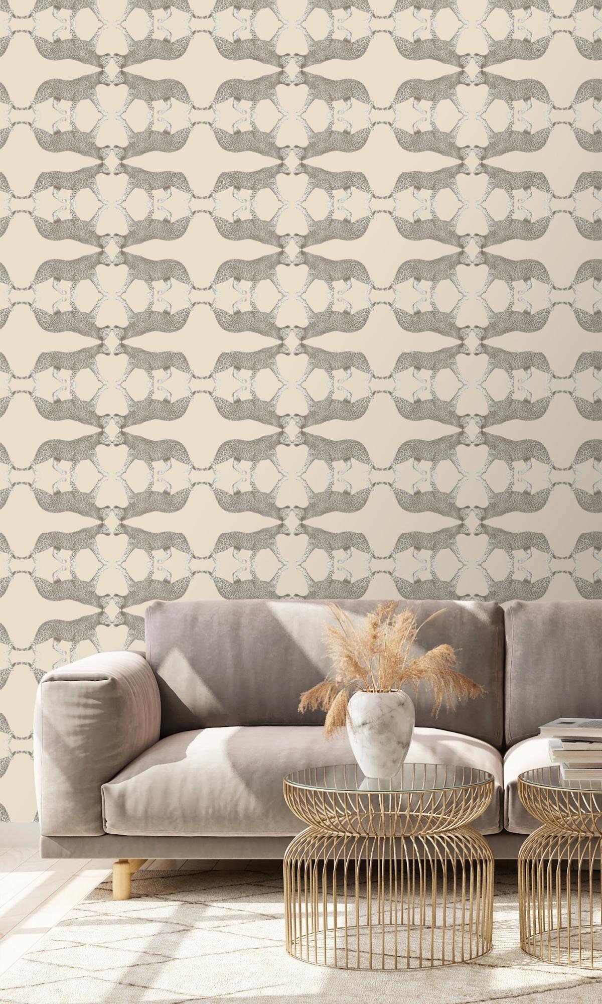 Beige Leopard Print Wallpaper R7923 - Self-Adhesive Removable Peel & Stick Wallpaper for Bedroom, Living Room, Nursery Decor