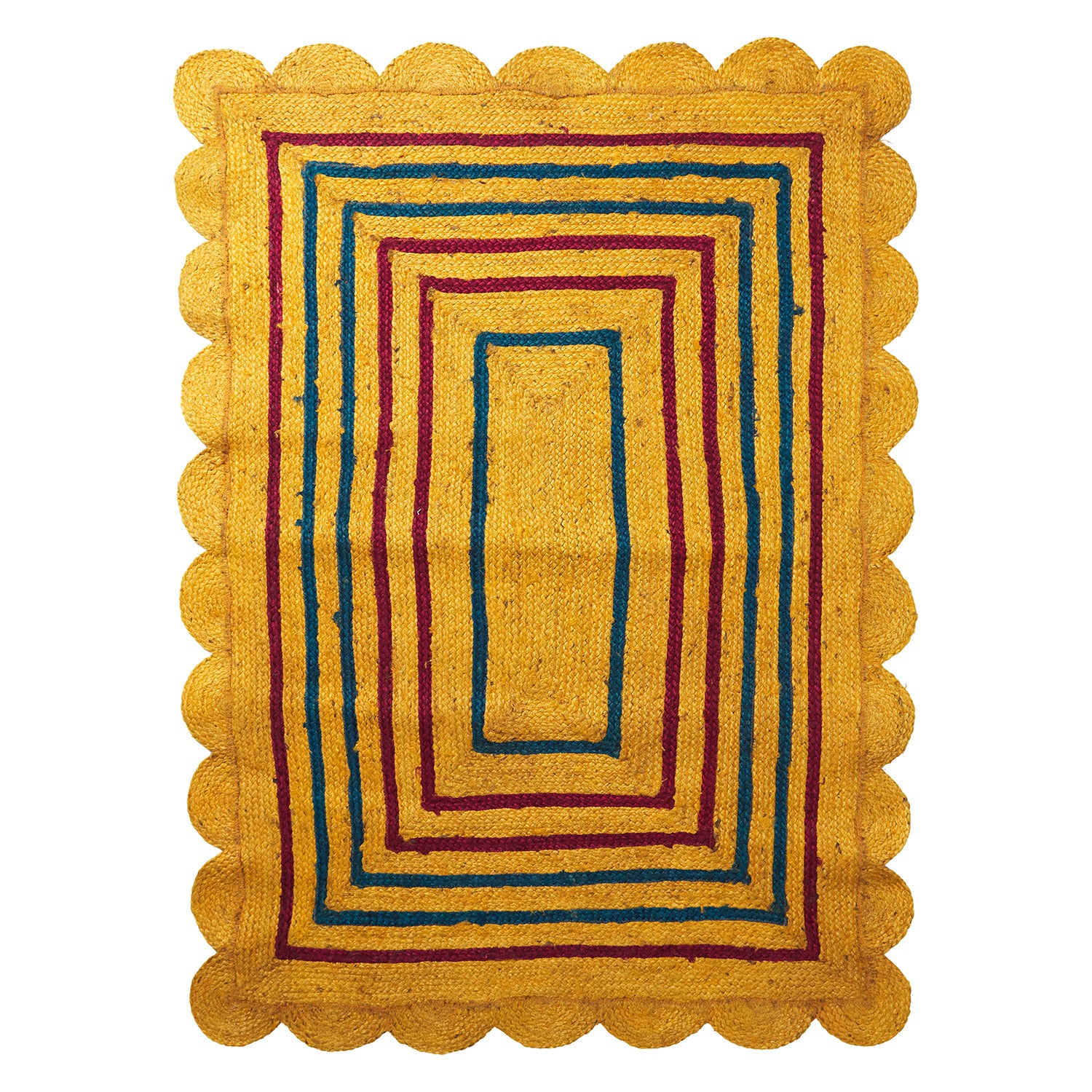 Mustard Jute Rug - Natural Eco-Friendly Handwoven Floor Mat for Living Room, Bedroom & Boho Home Decor