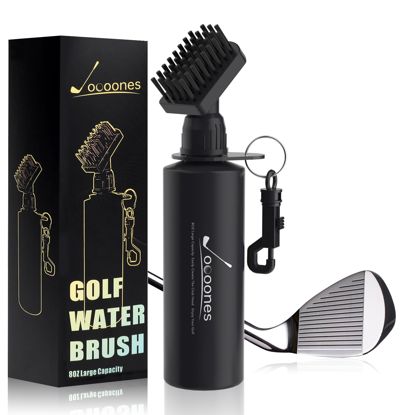 **Leakproof Golf Club Cleaner Brush - Holds 8oz Water, Wide Coverage Groove Cleaner with Retainer Clip | Must-Have Golf Accessories Gift for Men | Perfect for On-Course Cleaning & Club Maintenance**