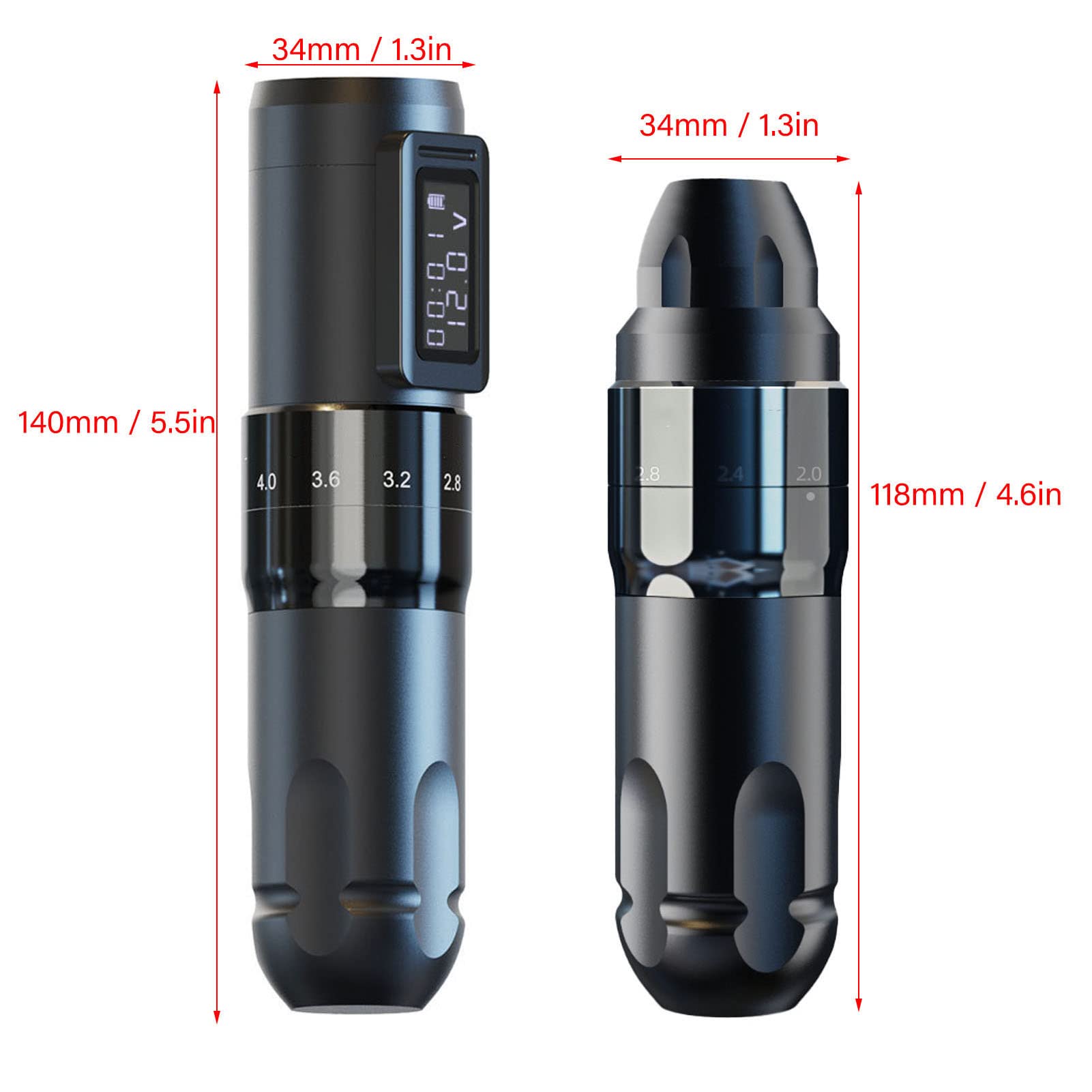 EXCLUZO Wireless Tattoo Pen Machine - Professional Cordless Tattoo Gun with LED Display, 10V Power & 10000RPM Speed, 4.0mm Eccentric Wheel (Black) - Ideal for Tattoo Artists, Beginners, and Professional Body Art Studios