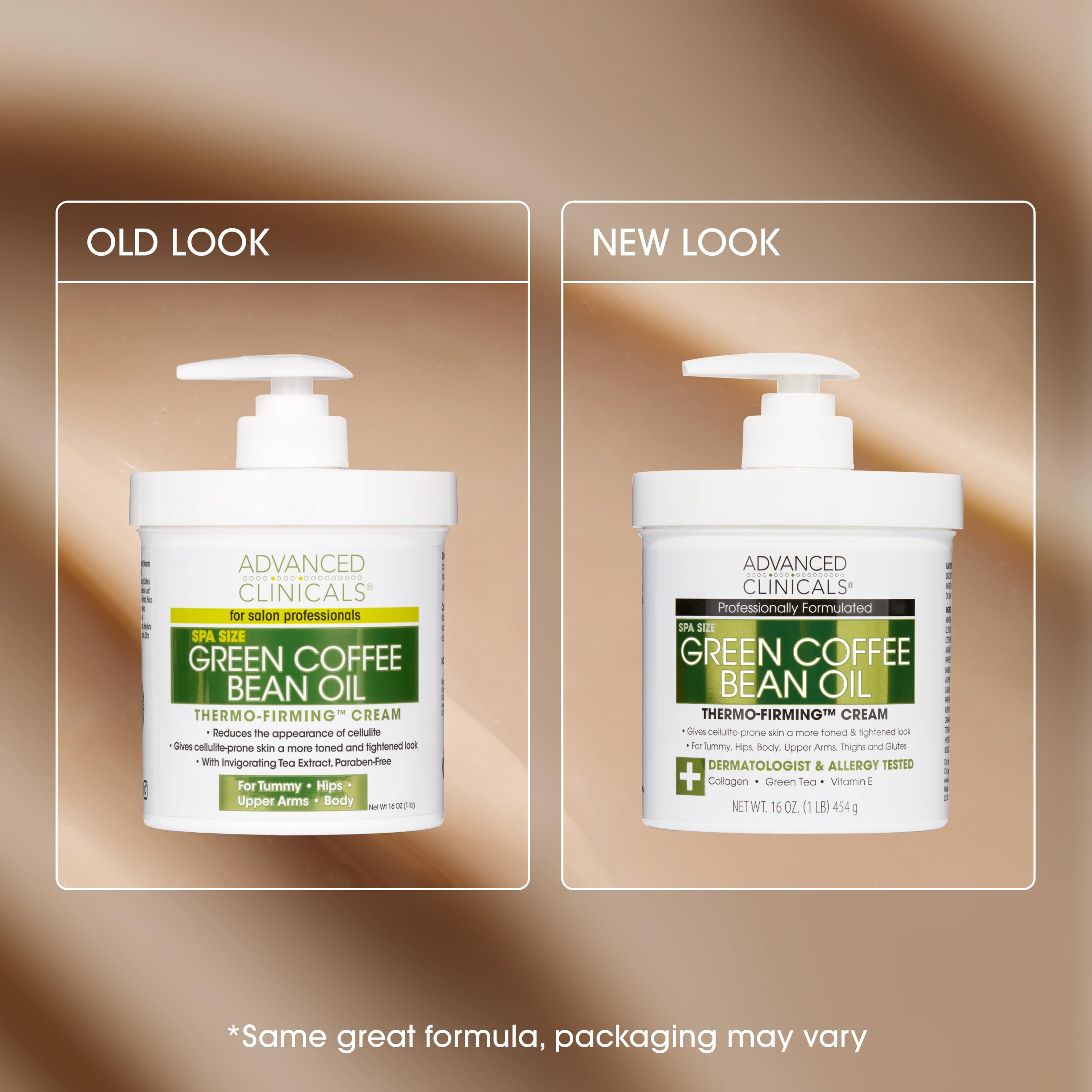 Advanced Clinicals Green Coffee Bean Oil Thermo Firming Body Cream - Caffeine & Collagen Moisturizing Lotion for Women | Skin Tightening & Cellulite Treatment | Travel Size Included for On-the-Go Use