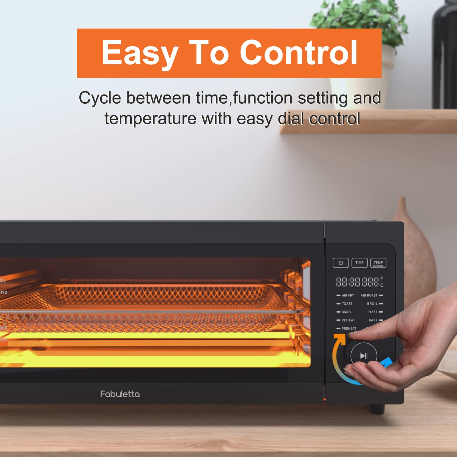 Fabuletta 10-in-1 Air Fryer Toaster Oven Combo - 1800W Countertop Convection Oven with Flip-Up Design for Space Saving | Oil-Free Cooking for 12