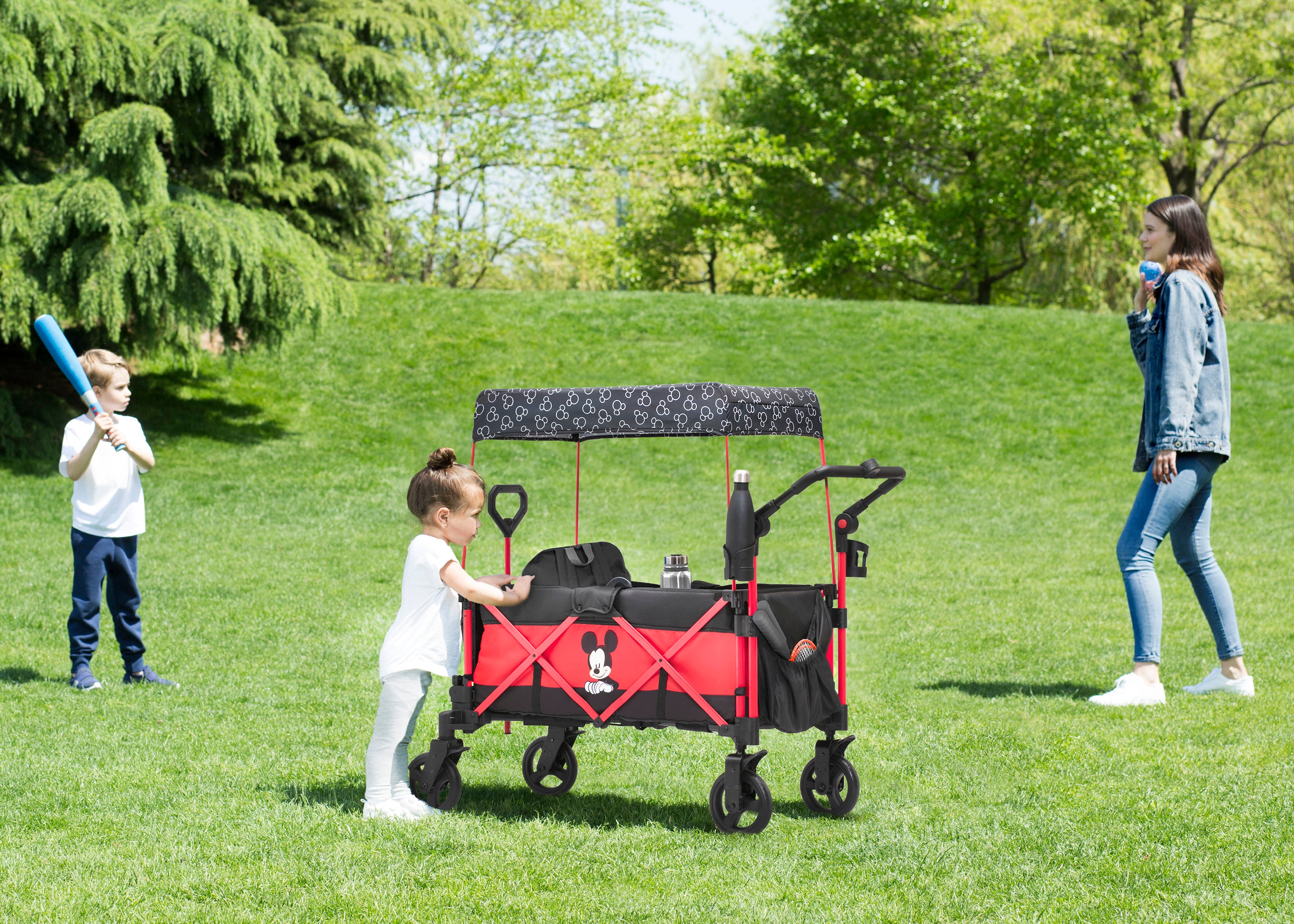 Disney Mickey Mouse Stroller Wagon for Kids - Lightweight Foldable Baby Stroller with Canopy | Perfect for Park Outings, Beach Trips & Shopping