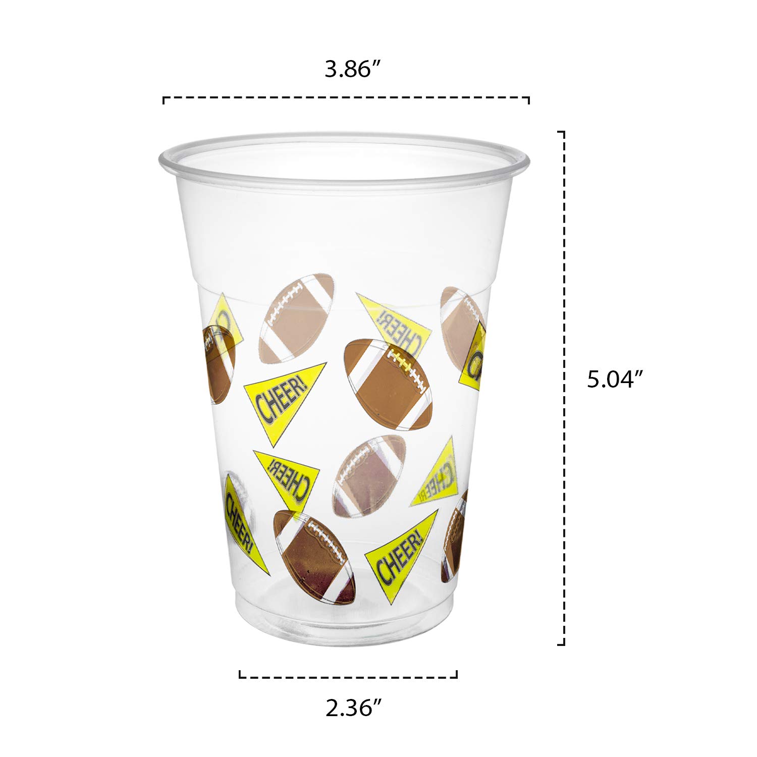 20-Pack 16oz Football Printed Soft Plastic Party Cups - Disposable Drinkware for Game Day, Tailgating & Sports Themed Events