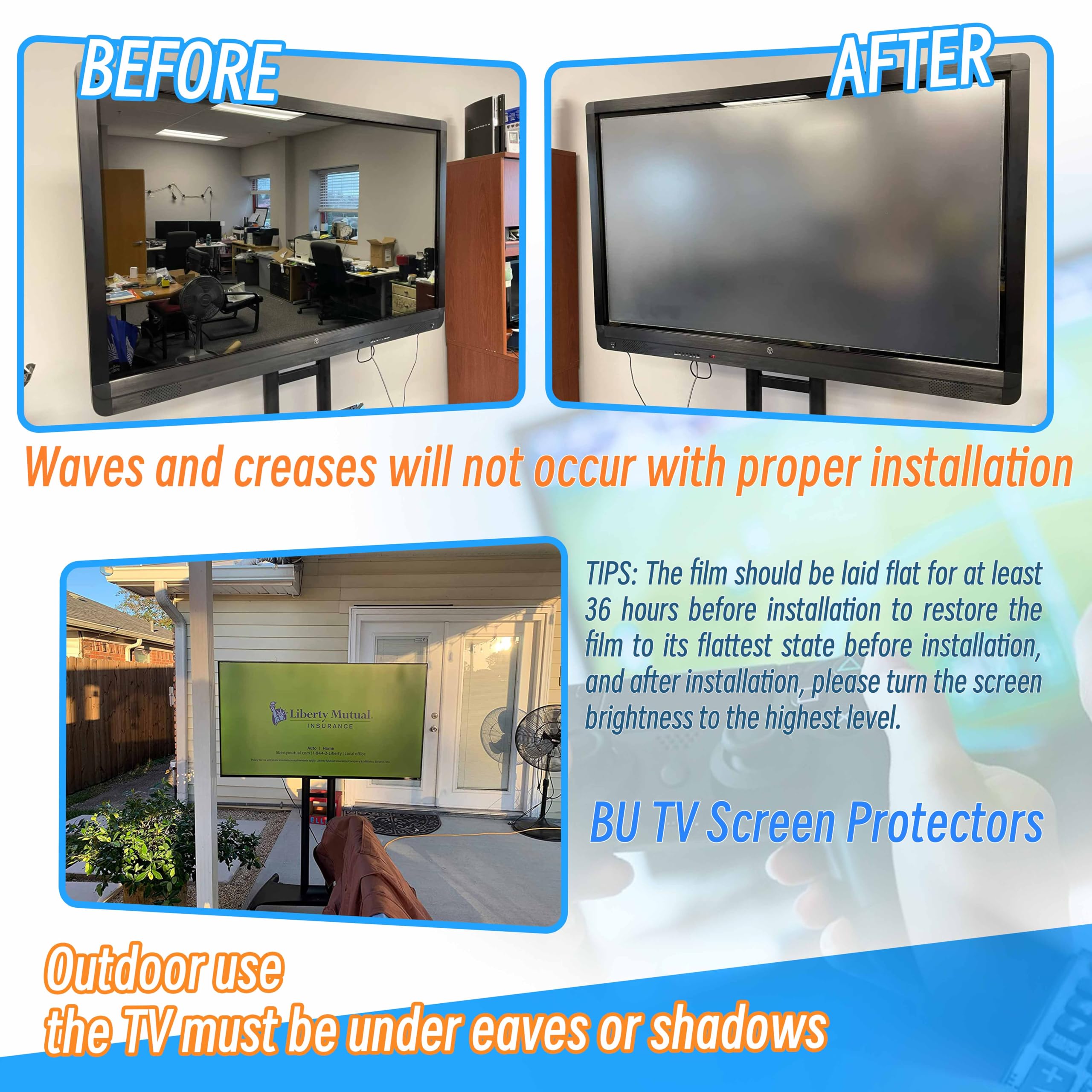 50-65 Inch TV Screen Protector - Anti Glare, Blue Light Blocking & Scratch Resistant Film for 4K/8K Smart TVs - Perfect for Living Rooms, Home Theaters & Gaming Setups