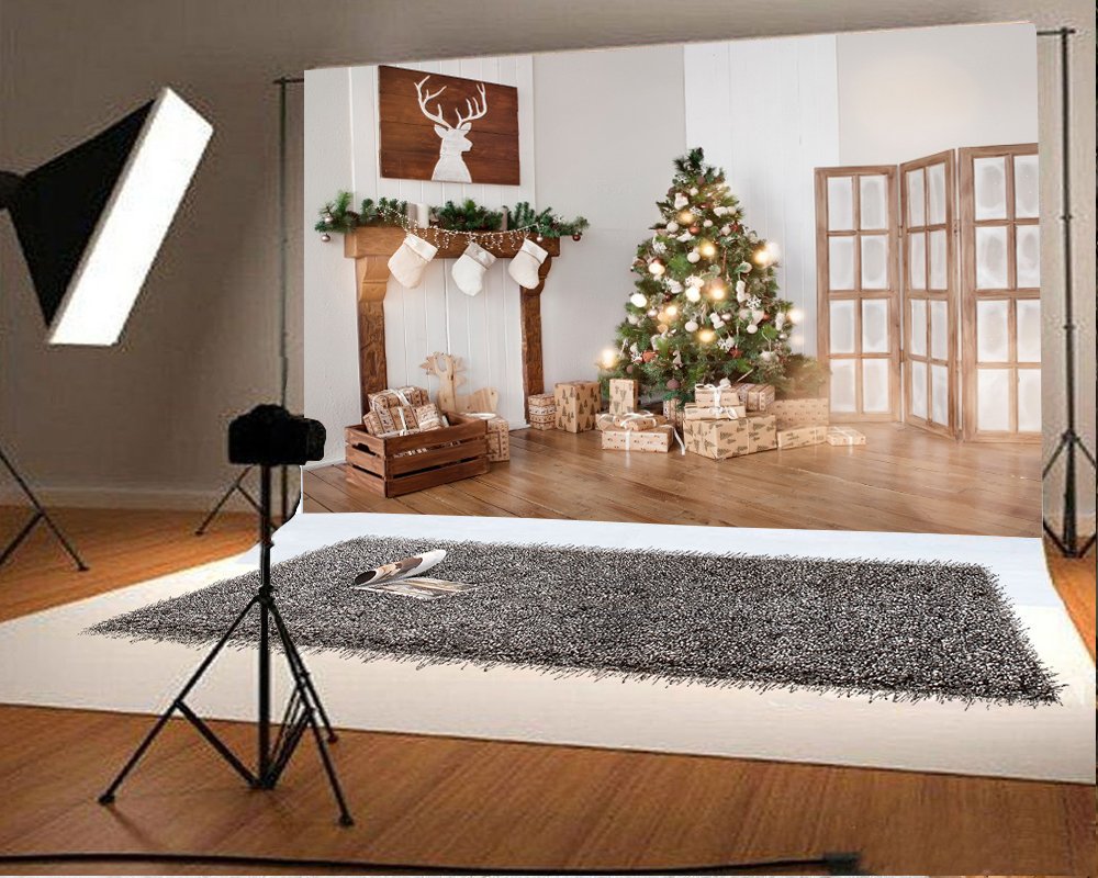 Laeacco 10x6.5ft Vinyl Photography Backdrop - White Vintage Floor Design for Christmas Decor, Baby Shower, Studio Photos | Perfect for Living Room Interior, Gift Box Displays & Holiday Party Backgrounds