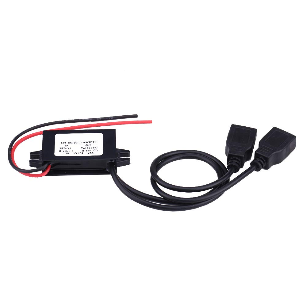 12V to 5V Dual USB Car Charger Adapter - 3A Fast Charging Converter for iPhone Android Phones in Car & Motorcycle - Perfect for Road Trips & Daily Commute