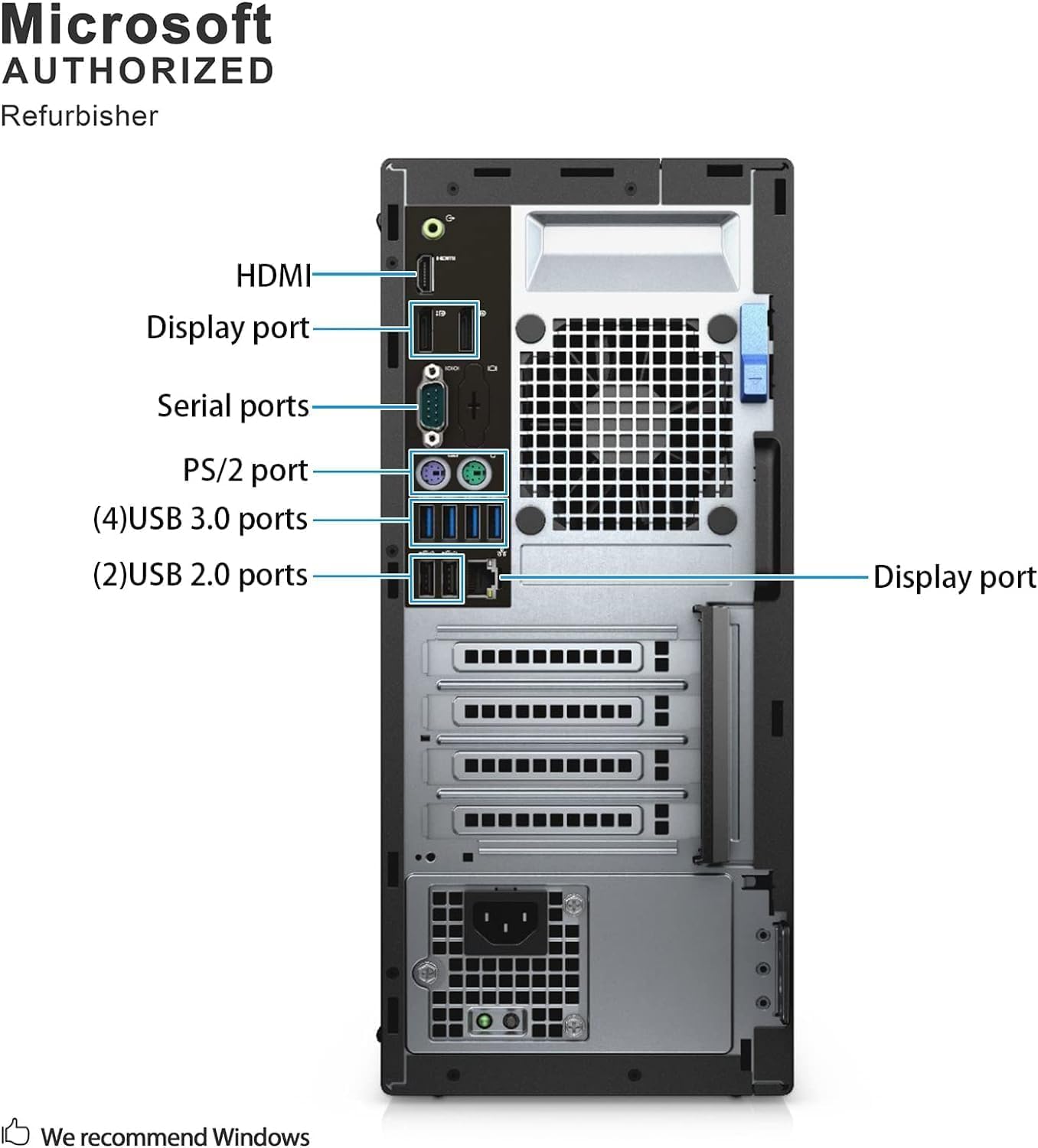 Refurbished Dell Optiplex 7050 MT Tower Desktop PC - Intel Core i7-6700, 32GB RAM, 512GB SSD, AMD RX550 Graphics, RGB Keyboard, Windows 10 Pro | 4K Gaming & Business Workstation for Home Office & Professional Use