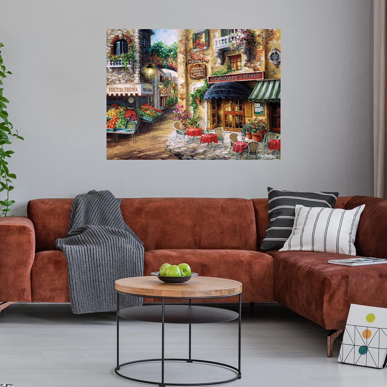 Large French Art Buon Appetito Canvas Wall Decor - 32x24 Inch Cityscape Painting by Artist Nicky Boehme - Elegant Living Room Wall Art for Dining Area & Home Decor