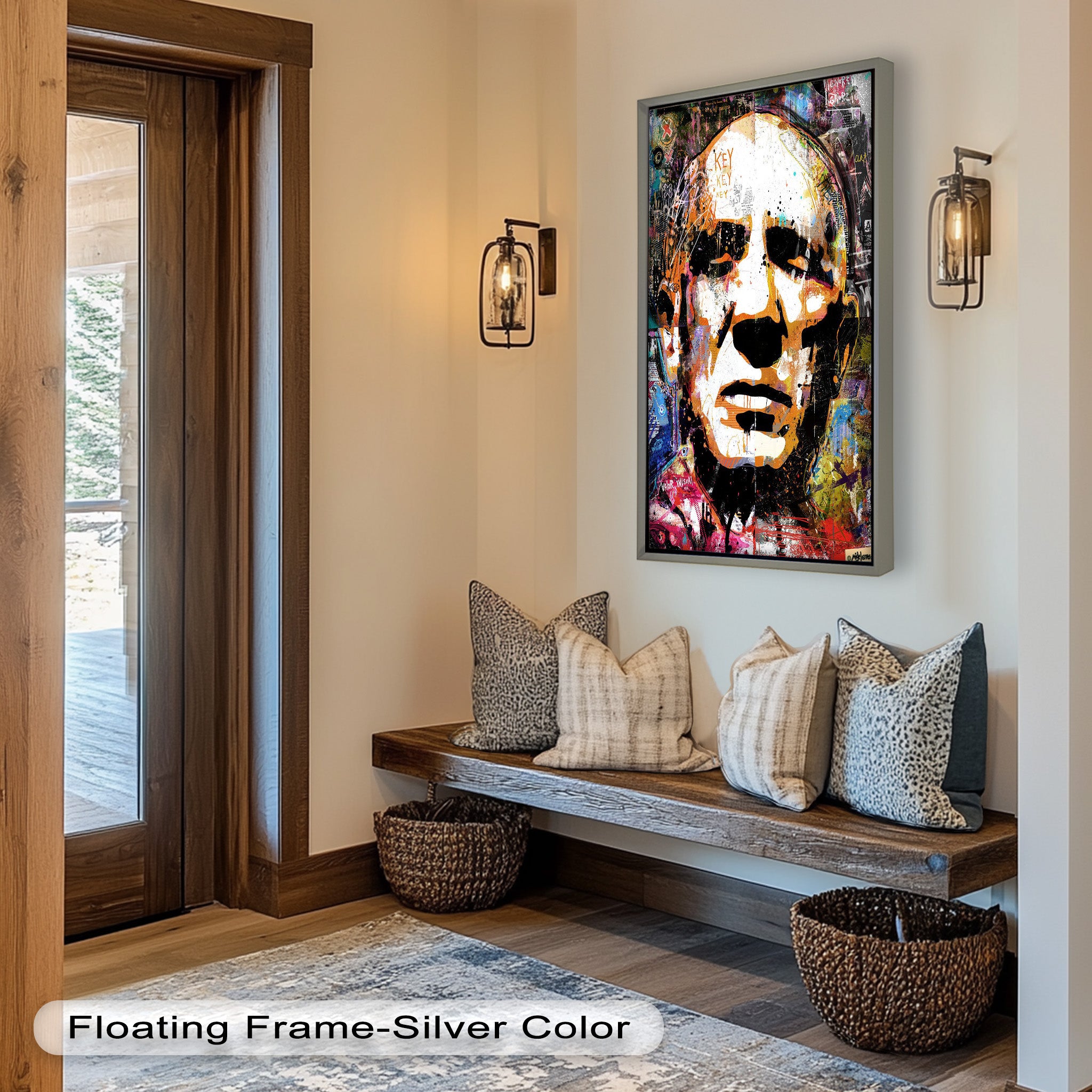 Abstract Urban Face Portrait Wall Art - Modern Pop Art Oil Painting for Living Room, Bedroom & Office Decor