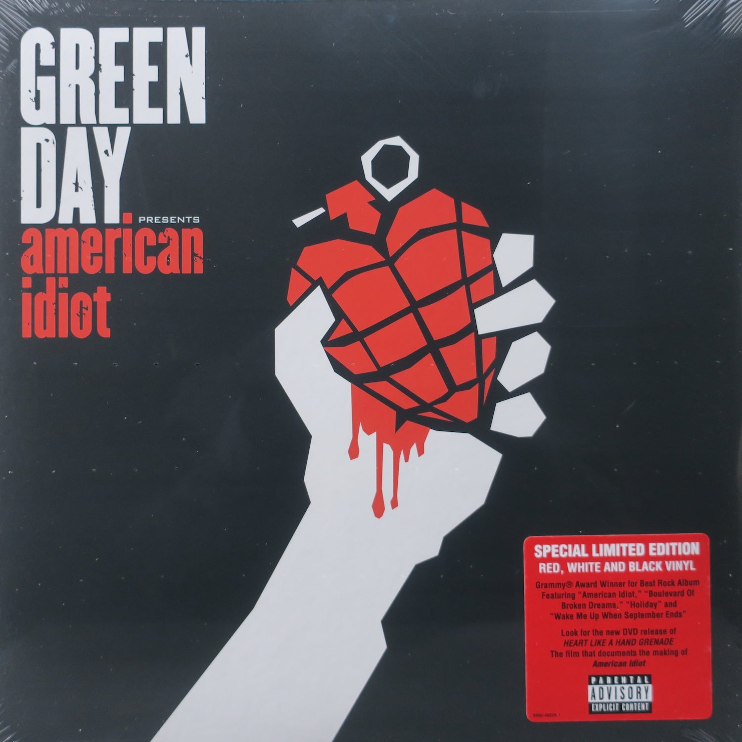 GREEN DAY 'American Idiot' Limited Edition Red/Black/White Vinyl 2LP Record - Perfect for Music Collectors & Punk Rock Fans (Home Listening, Gifts, Vinyl Collection)