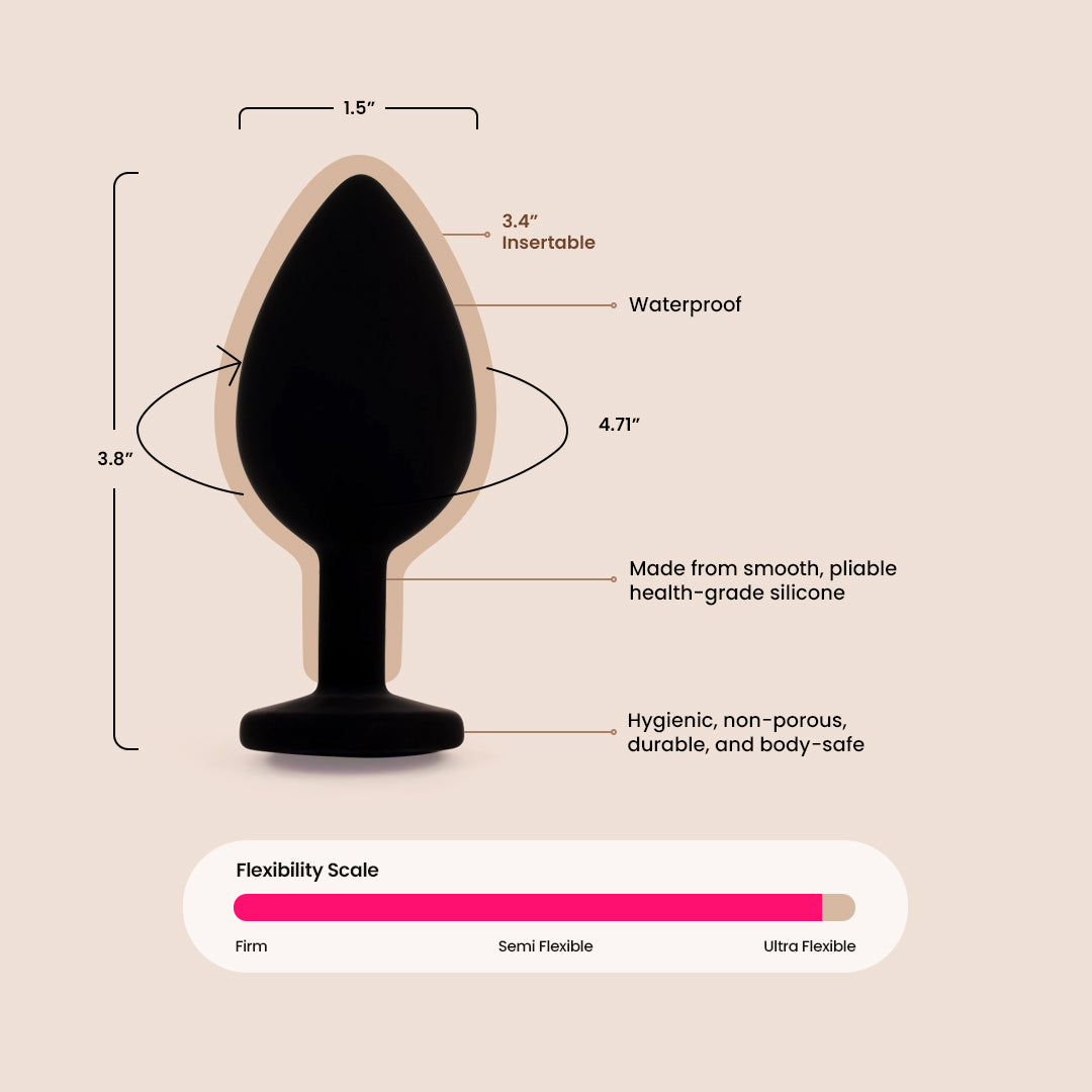 Booty Bling™ Large Jeweled Silicone Butt Plug - Sparkling Anal Pleasure for Women & Men, Perfect for Sensual Play & Intimate Moments