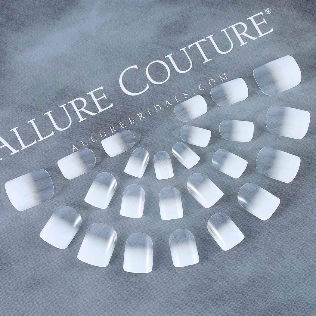 Brishow 24pcs French White Short Press on Nails - Acrylic Gradient Fake Nails with Full Cover Stickers for Women & Girls - Perfect for Parties, Weddings, and Daily Wear