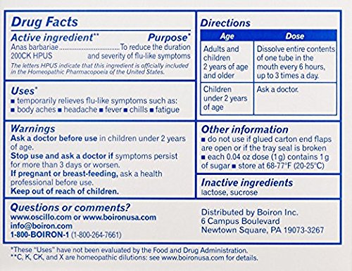 Boiron Oscillococcinum Homeopathic Medicine for Flu Relief - 12 Doses | Natural Immune Support for Cold & Flu Symptoms | Perfect for Travel & Home Use