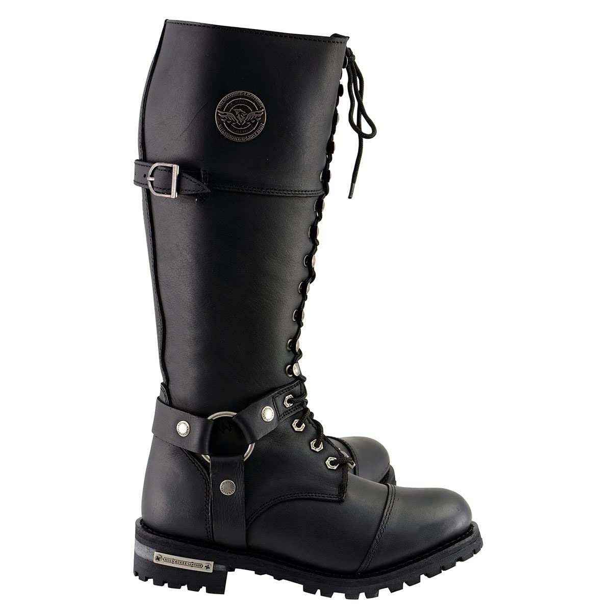 Milwaukee Leather MBL9390 Women's Black 16-Inch Lace-Up Motorcycle Boots - Premium Leather Riding Boots for Women - Perfect for Motorcycle Rides, Biker Events & Outdoor Adventures