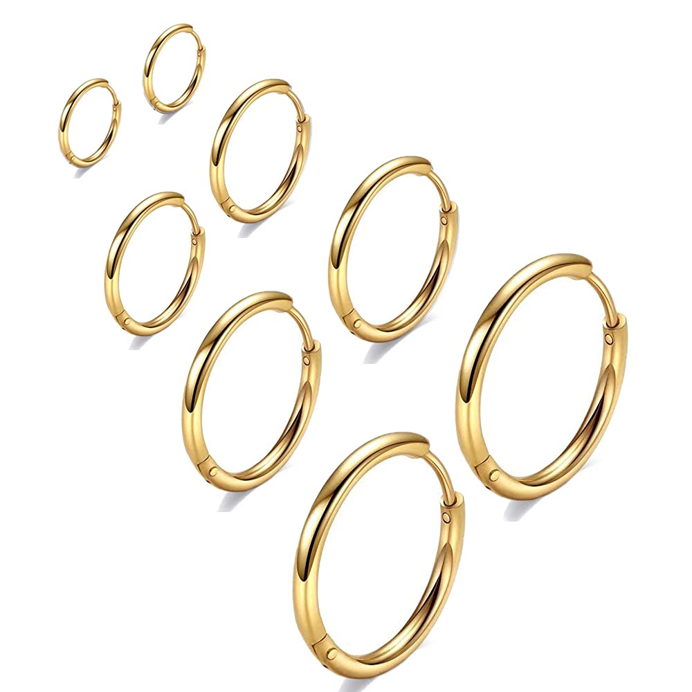 316L Surgical Stainless Steel Huggie Hoop Earrings - 6mm 8mm 10mm 11mm 12mm 14mm Hypoallergenic Cartilage Helix Earrings for Men & Women | Perfect for Daily Wear, Work, Parties & Gifts