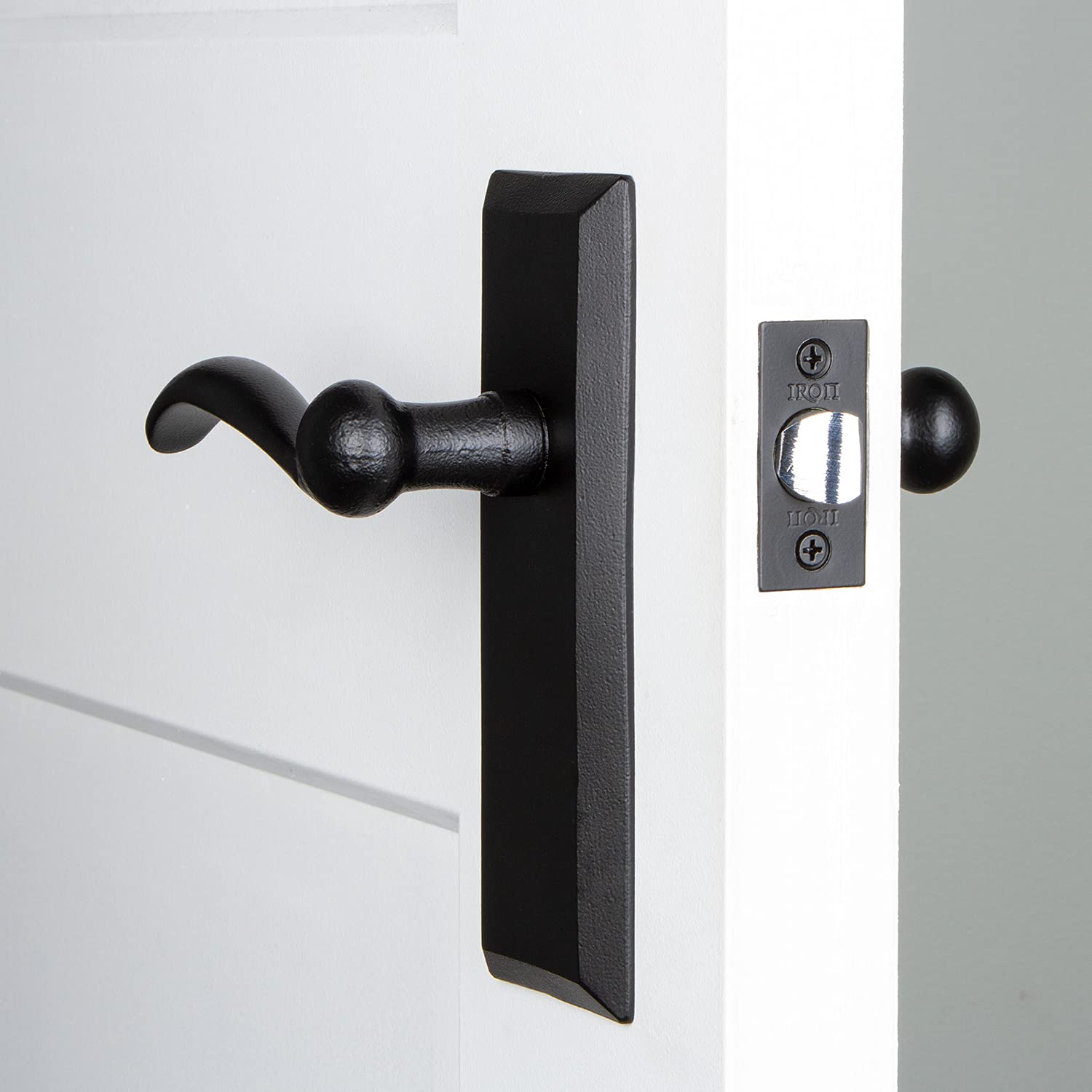 Black Iron Ageless Iron Keep Plate Privacy with Tine Lever - Right Handed Door Hardware for Enhanced Home Security & Privacy