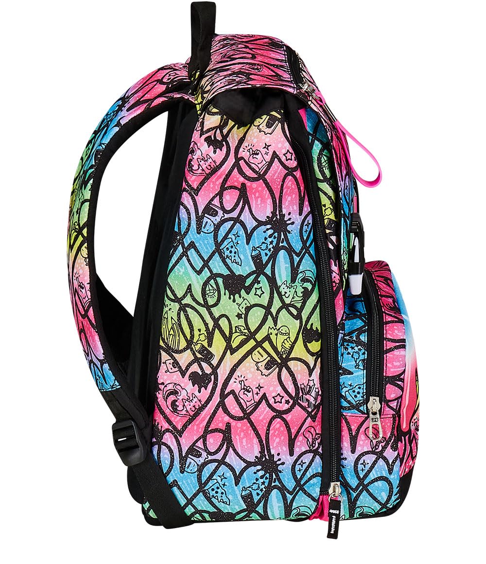 JumpLove Expandable Double Compartment Backpack for Girls - Large Capacity, Pink, Includes 3-Compartment Pouch - Perfect for School, Travel & Daily Use