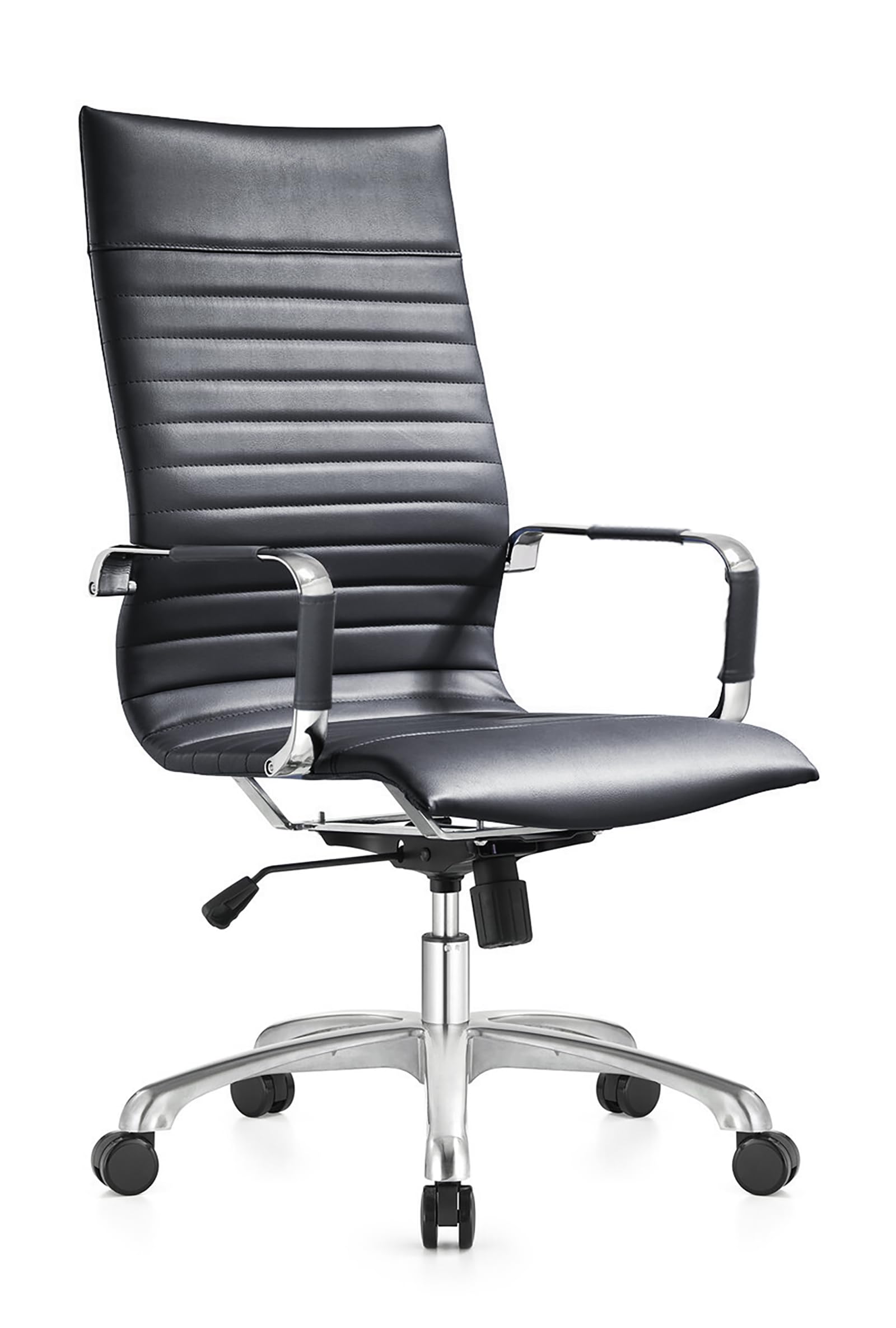 LeisureMod Harris Ergonomic Office Chair - Black - Adjustable Height & Lumbar Support for Home & Office Workspaces