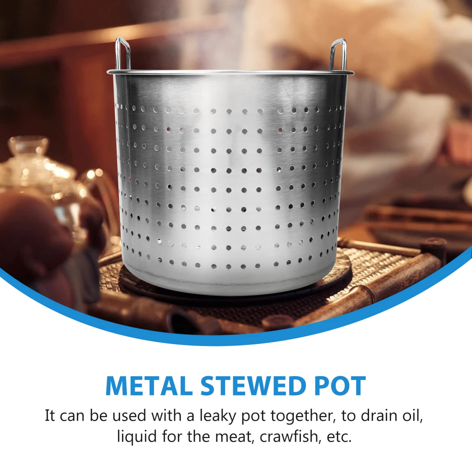 UPKOCH Stainless Steel Steamer Basket Insert with Handle for Stock Pot – Perfect for Boiling Crab, Crawfish & Seafood | Ideal for Crab Boils, Steaming Vegetables & Large Batch Cooking