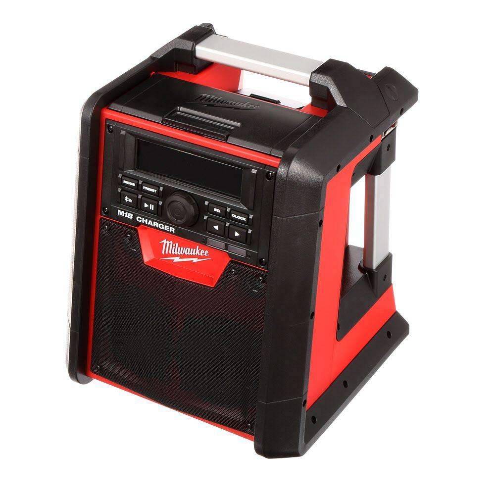 Milwaukee 2792-20 Jobsite Radio with USB Charger | Portable Bluetooth Speaker for Construction Sites, Workshops & Outdoor Work | Weather-Resistant AM/FM Radio with Power Tool Battery Compatibility