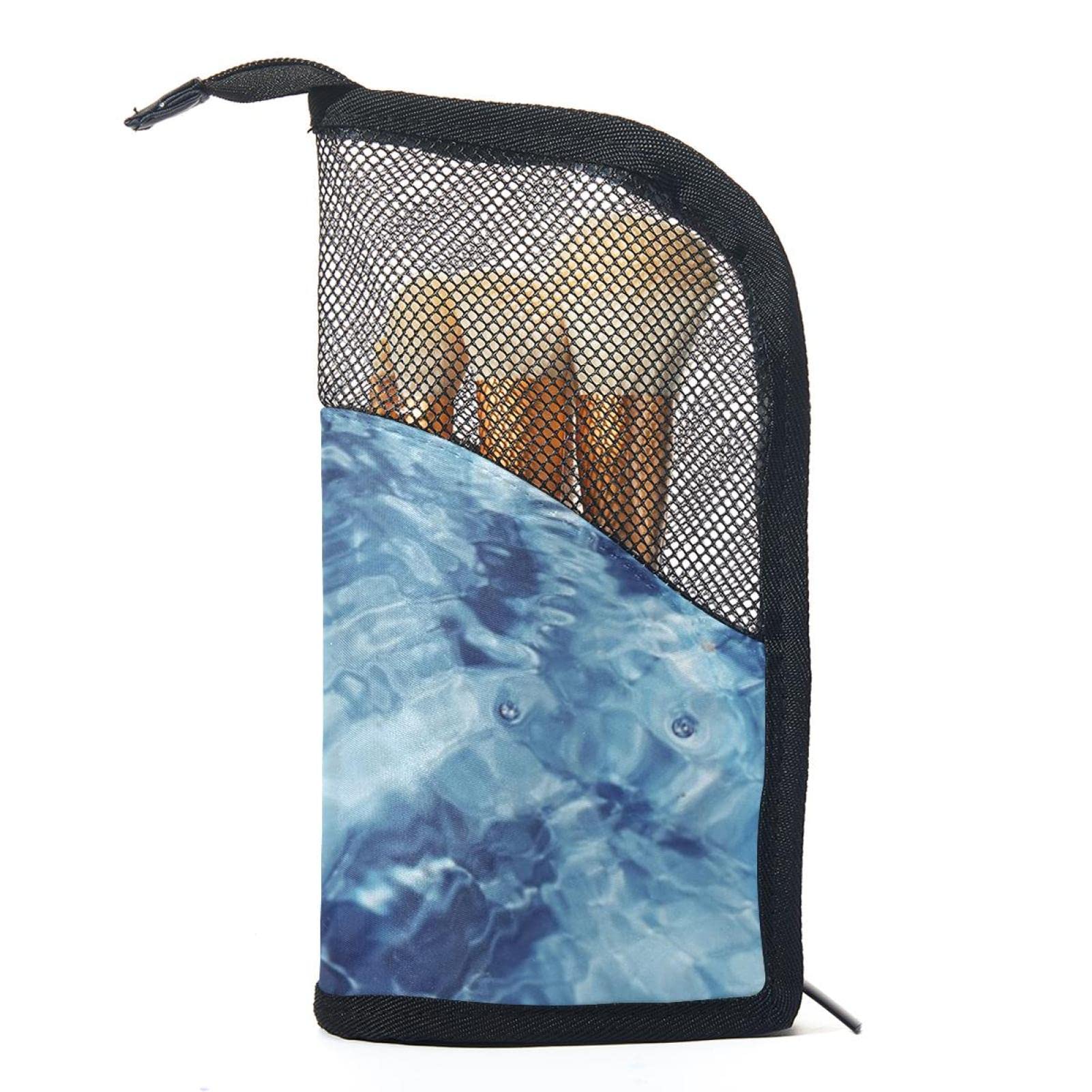 Premium 12-Piece Makeup Brush Organizer Bag - Seawater Blue Portable Brush Holder Set for Travel & Home Storage | Perfect for Makeup Artists & Beauty Enthusiasts