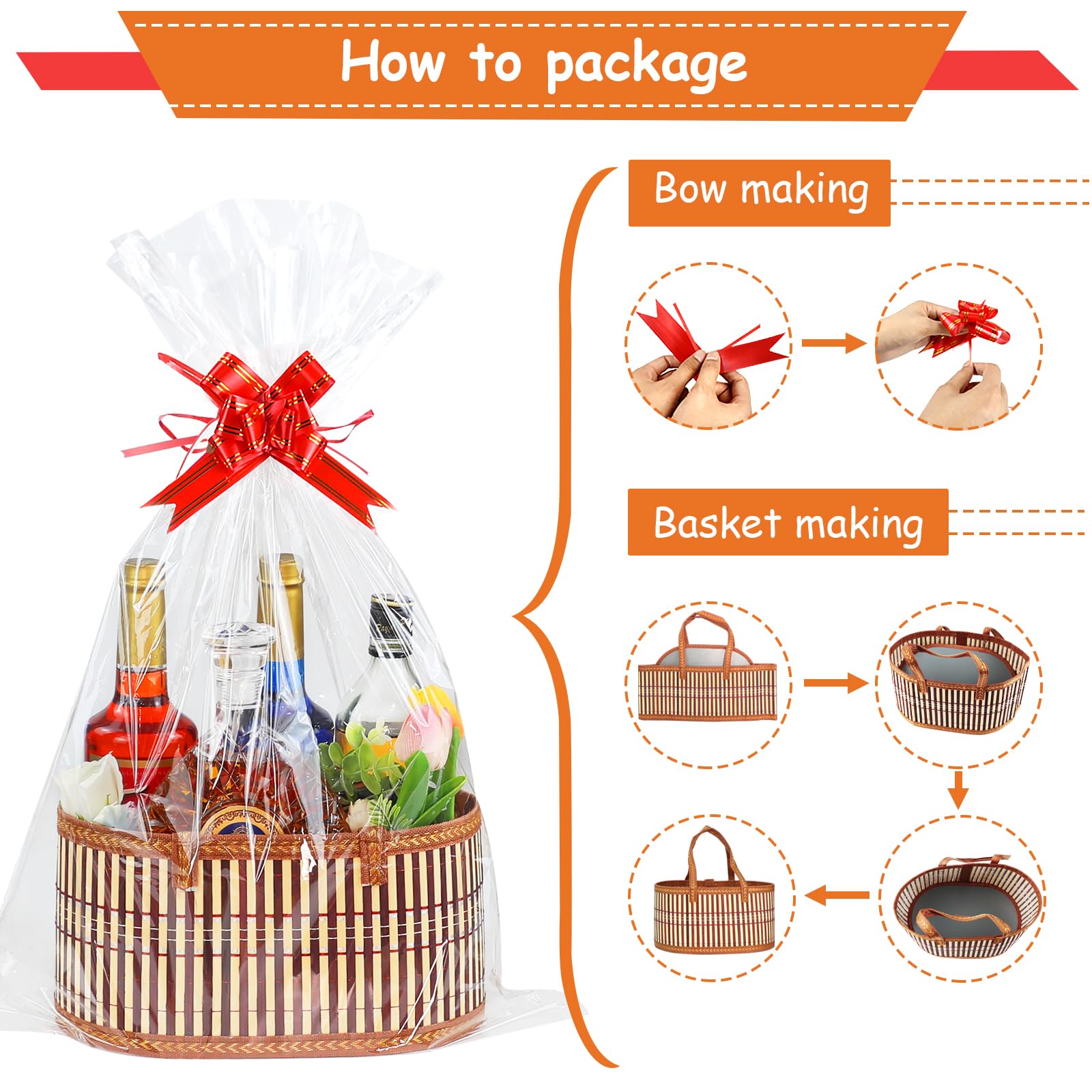Sturdy Woven Bamboo Gift Baskets Set with Handles - Perfect for Baby Showers & Birthday Gifts