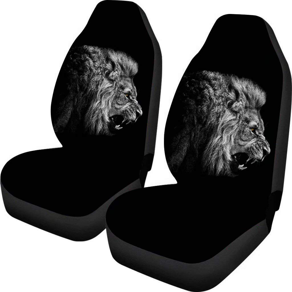 Dellukee 3D Universal Car Seat Covers - Lion Print 2-Piece Set for Most Cars, Trucks, SUVs & Vans | Waterproof & Anti-Slip Front Seat Protectors | Perfect for Daily Commute, Road Trips & Family Travel