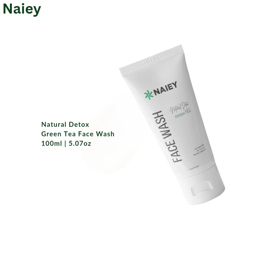 Naiey Green Tea & Neem Natural Face Wash for Acne & Pimples - 100ml (3.38 oz) for Normal & Dry Skin | Gentle Cleansing, Oil Control & Soothing | Daily Skincare Routine for Clear Complexion