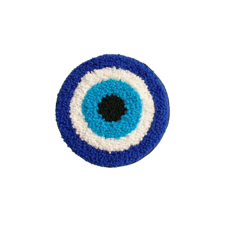 Evil Eye Embroidered Coaster Set of 4 - Handmade Spiritual Protection Drink Coasters - Perfect for Home Decor, Coffee Table, and Gift Giving