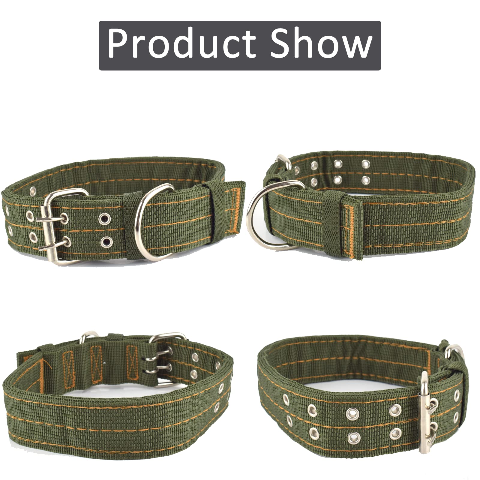 Military Adjustable Dog Collar - 2'' Wide Heavy Duty Nylon Tactical Collar with D-Ring & Buckle for Large Dogs - Perfect for Outdoor Training, Hiking & Security Work