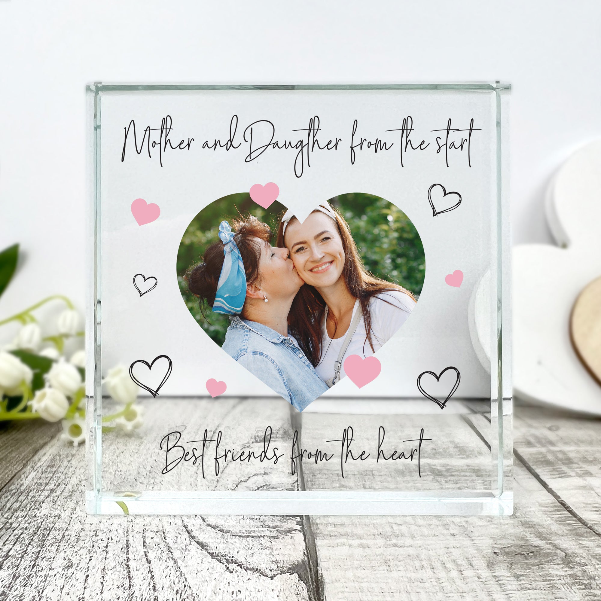Personalized Mother & Daughter/Son Best Friends Photo Crystal Keepsake Gift - Perfect for Birthdays, Anniversaries, and Family Memories