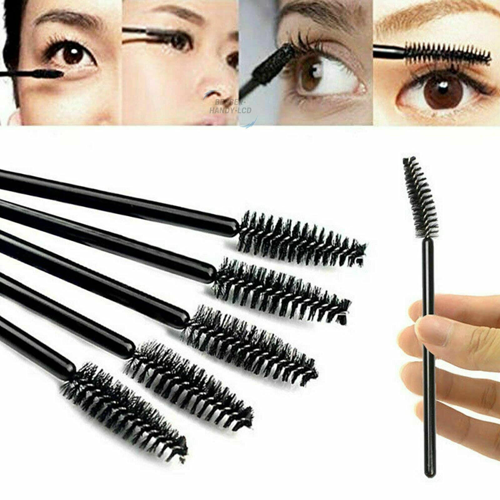 100 Disposable Mascara Wands Bulk - Eyelash & Eyebrow Spoolie Brushes for Lash Extensions, Makeup Application (Blue) - Perfect for Salons, DIY Beauty & Professional Makeup Artists