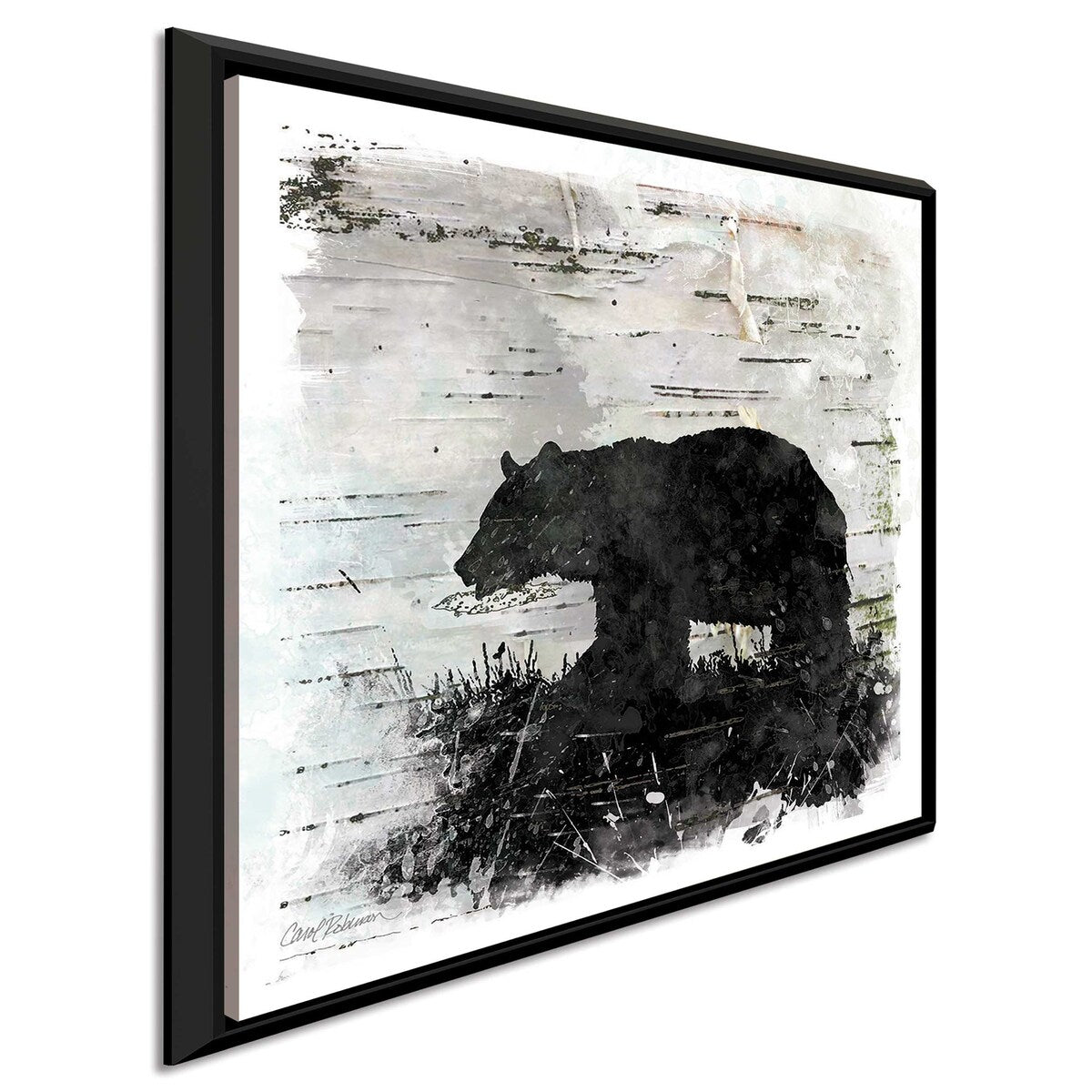 Birchbark Bear by Carol Robinson - Floating Canvas Wall Art - Nature-Inspired Home Decor for Living Room, Bedroom & Office