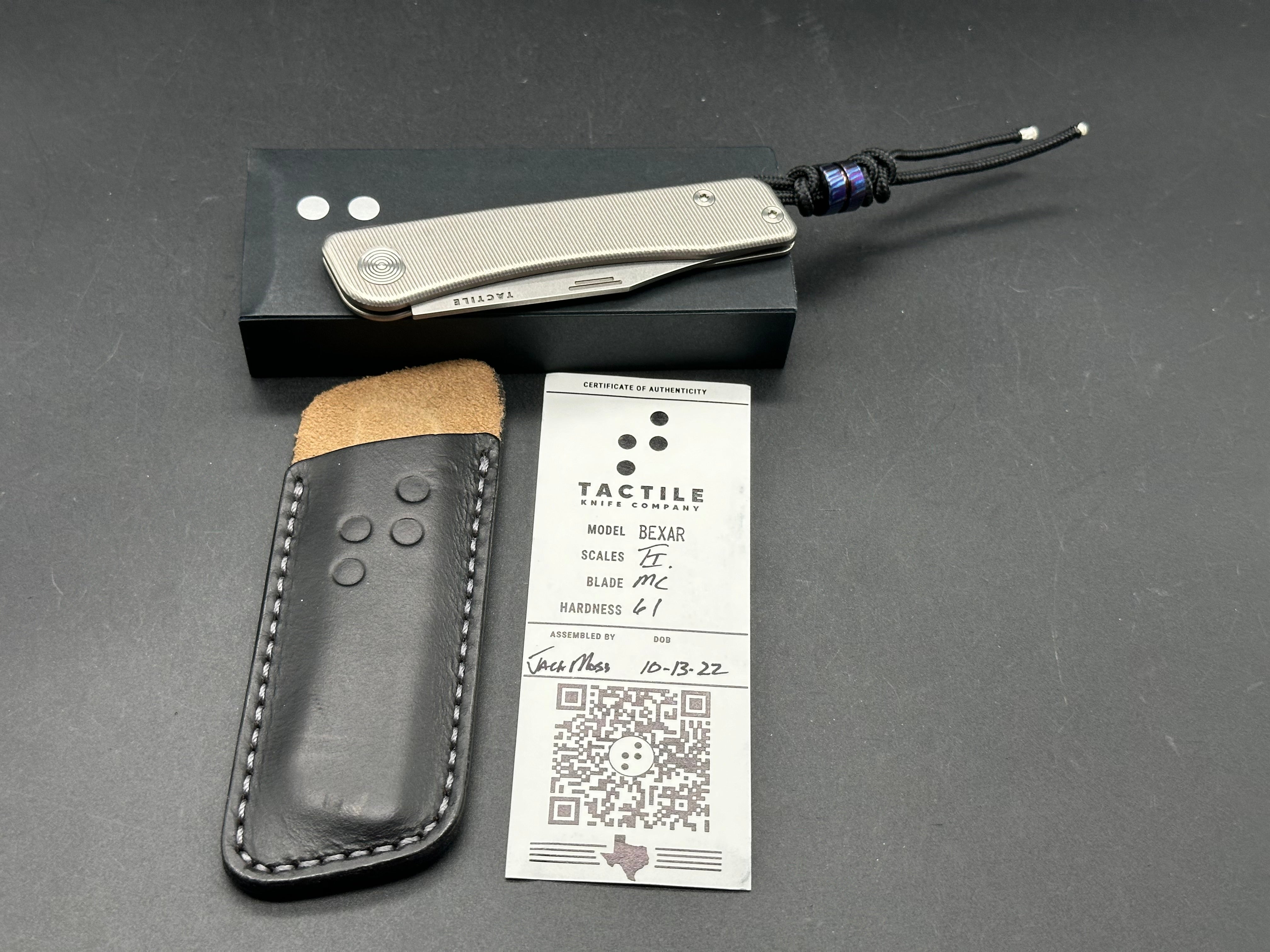 Premium Tactical Bexar Titanium Magnacut Pocket Knife with Leather Slip & Timascus Bead - Perfect for EDC, Outdoor Adventures, and Survival Gear Enthusiasts