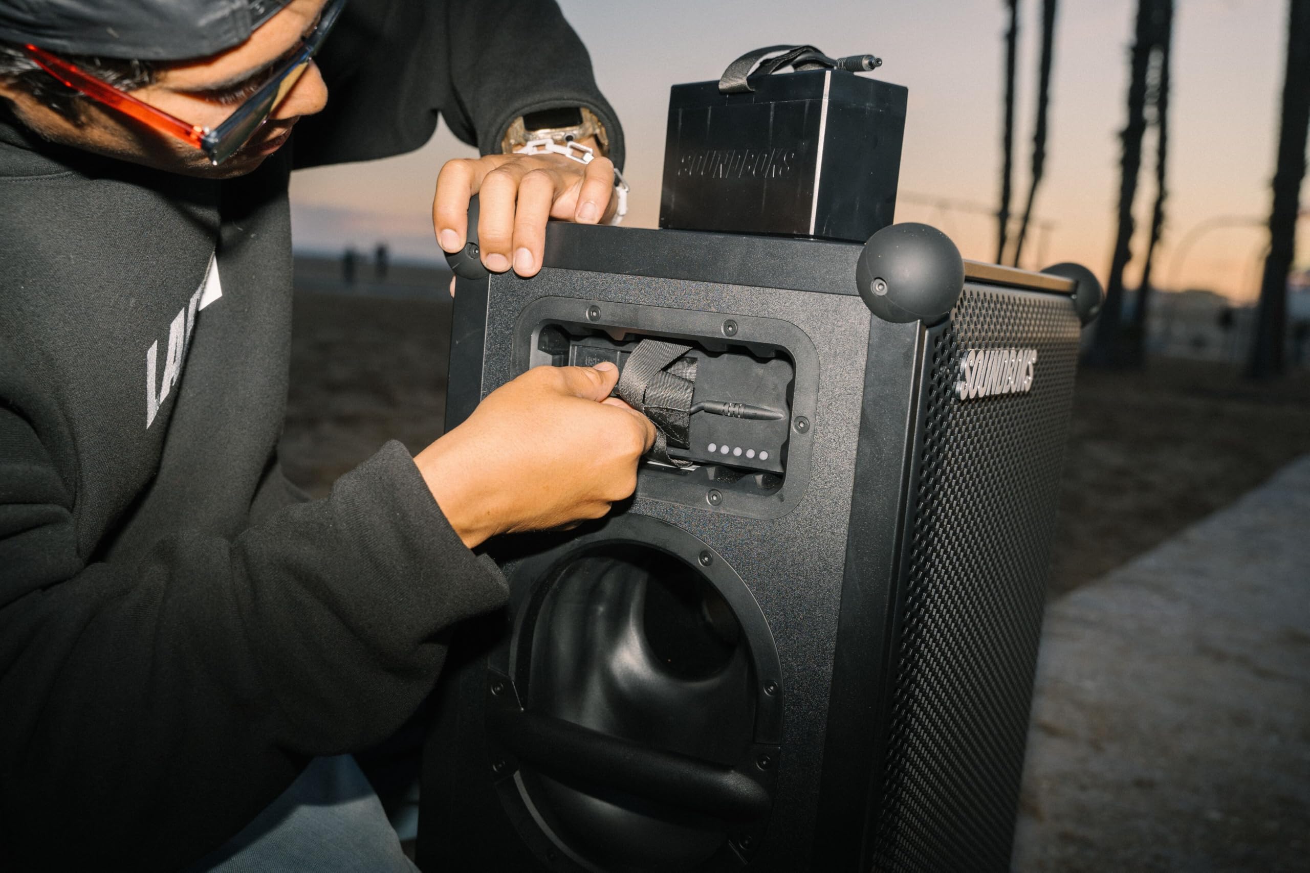 SOUNDBOKS 4 Bluetooth Speaker - 126dB Loud Wireless Portable Speaker with 40-Hour Battery Life & USB-C Charging - High Performance Party Speaker for Outdoor Events, Camping, Beach - Designed in Denmark (Metallic Gray)