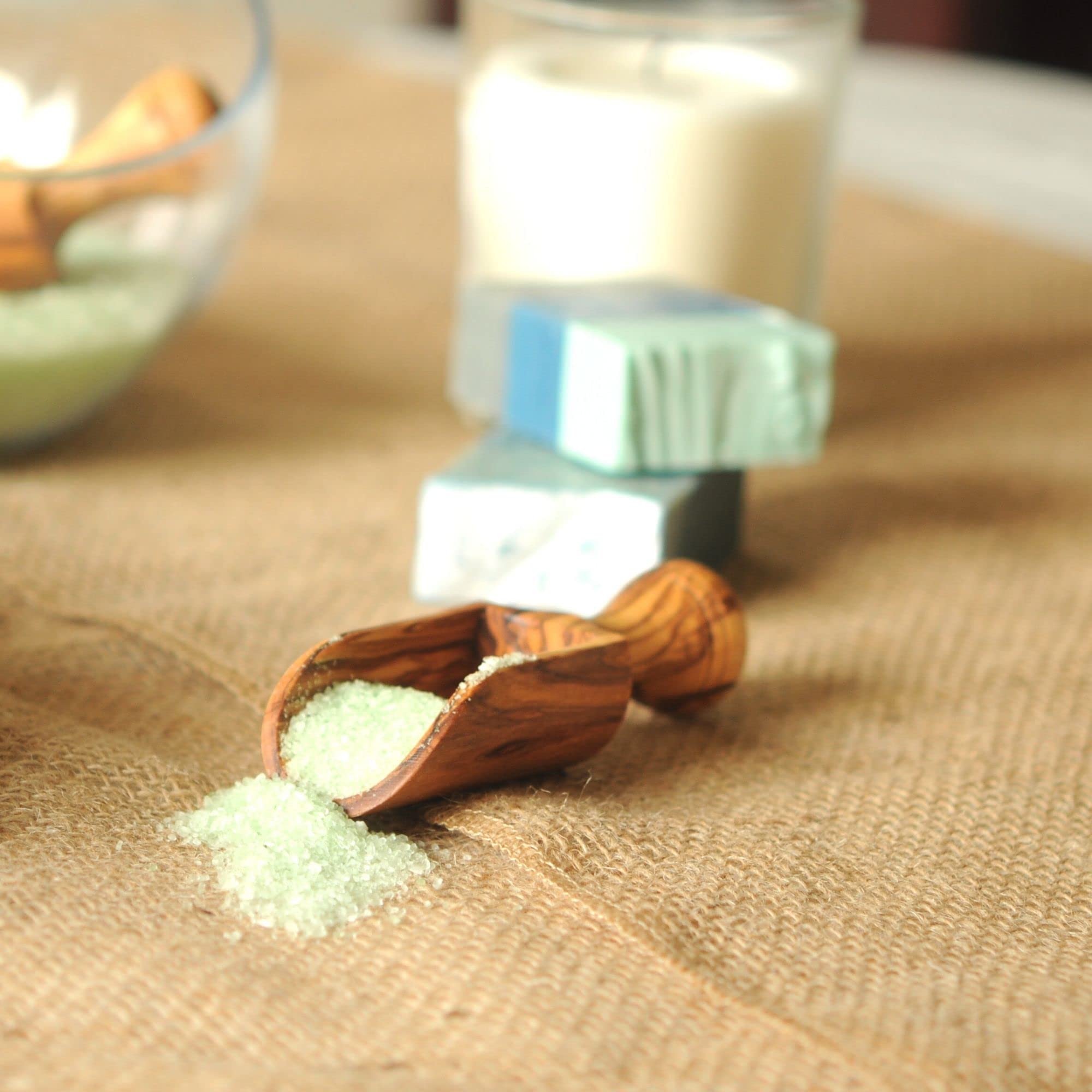Premium Olive Wood Bath Salt Scoops - Set of 2 (4.5