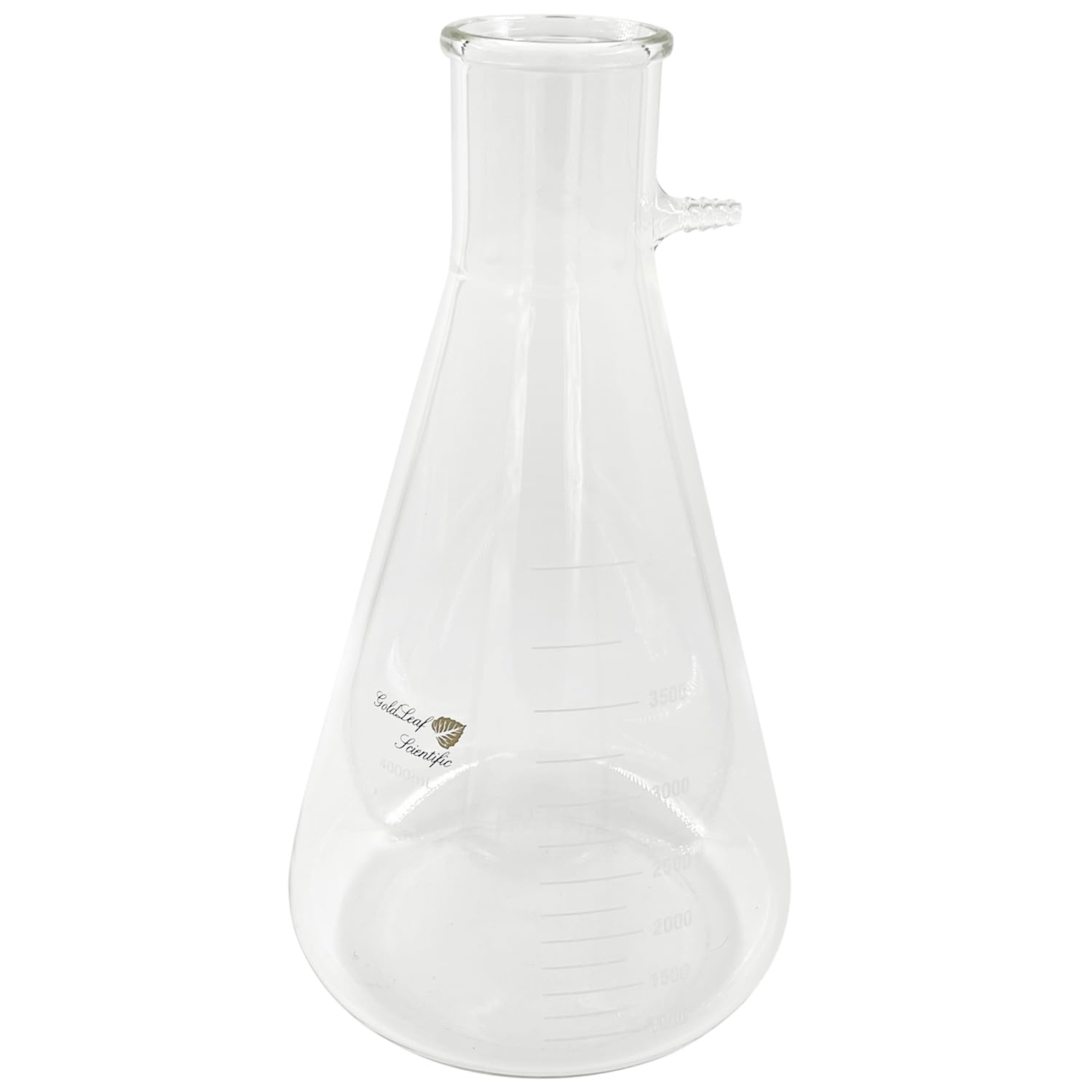 4000mL Heavy Wall Non-Jointed Filtering Flask - Durable Laboratory Glassware with 10mm Hose Barb for Essential Oil Distillation & Vacuum Filtration | Perfect for Chemistry Labs, Research & Home DIY Projects