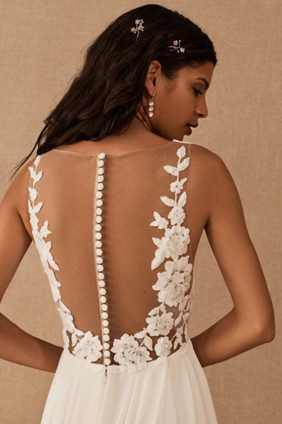 Jenny Yoo Elinor Wedding Gown - Elegant A-Line Bridal Dress with Lace Details | Perfect for Beach, Church & Formal Weddings