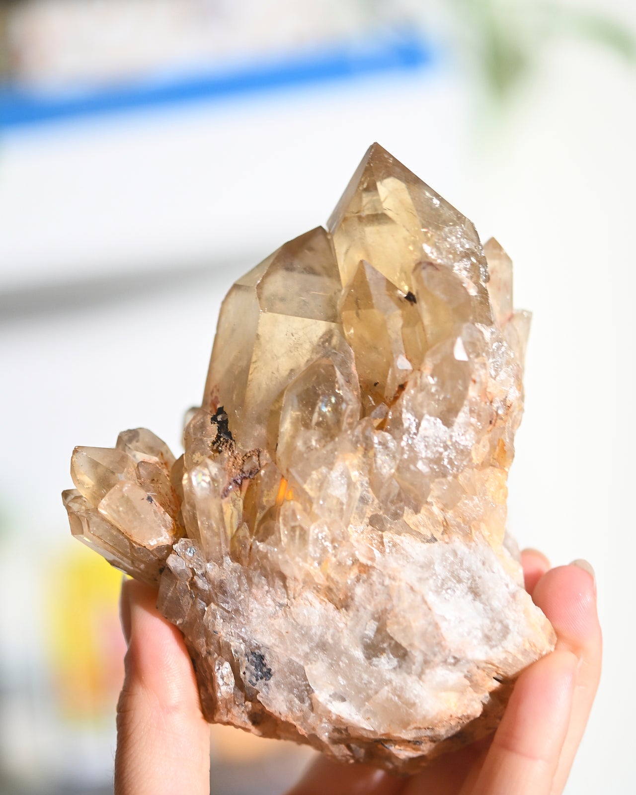 Natural Elestial Citrine Crystal Cluster - 1.2lb Raw Healing Stone for Meditation, Reiki, Chakra Balancing & Home Decor