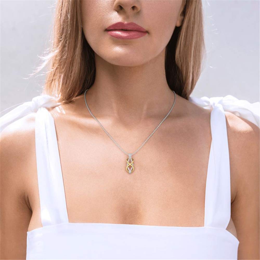 Jeulia Two Tone Infinity Sterling Silver Necklace for Women - Romantic Gift for Girlfriend, Wife, or Mom - Elegant Jewelry Gift Box - Perfect for Anniversaries, Valentine's Day & Special Occasions