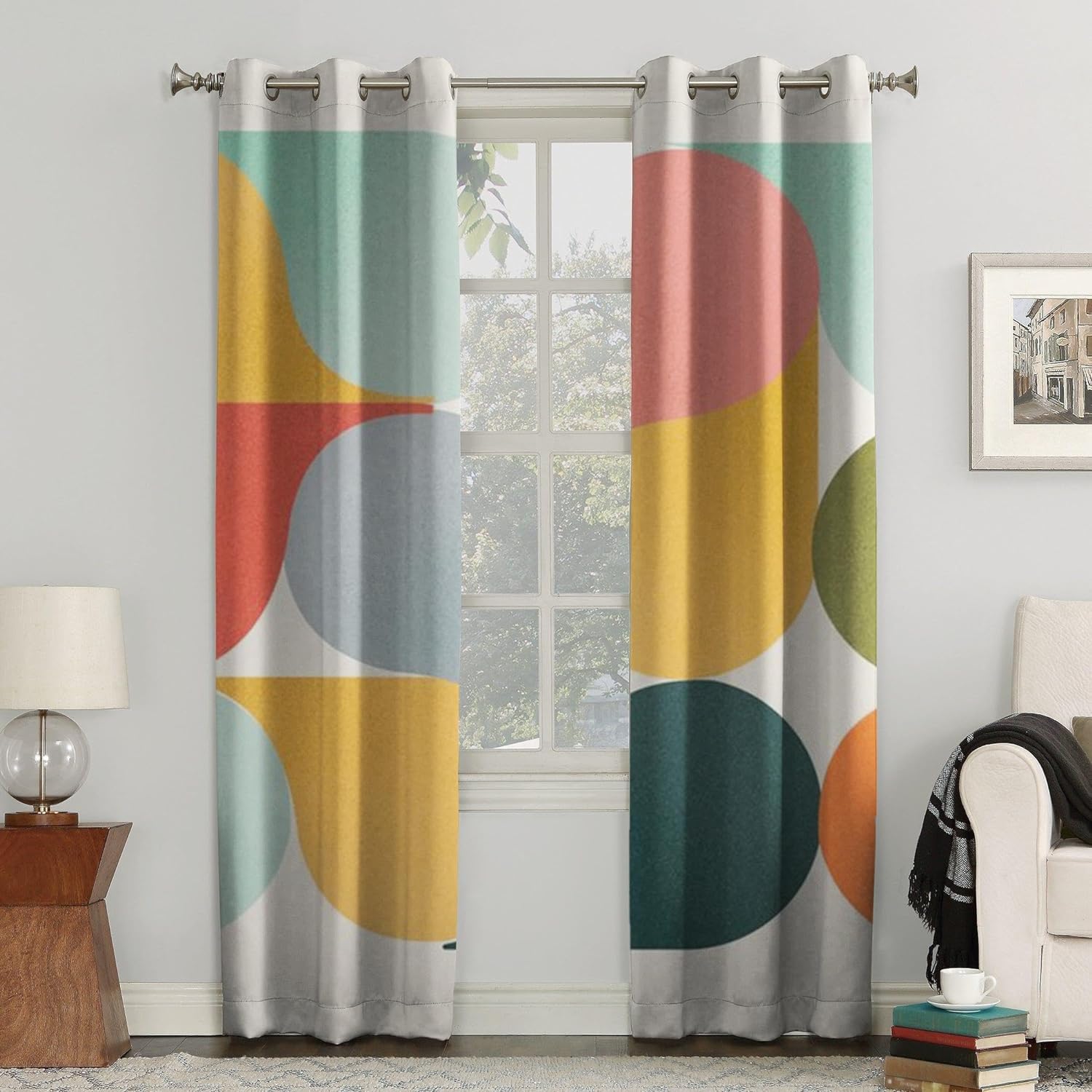Blackout Curtains 108x120 Inches - Thermal Insulated Window Drapes with 3D Geometric Print, Eyelet Design & Noise Reduction for Living Room, Nursery, Kids Bedroom - Super Soft Darkening Curtains for Better Sleep & Energy Savings