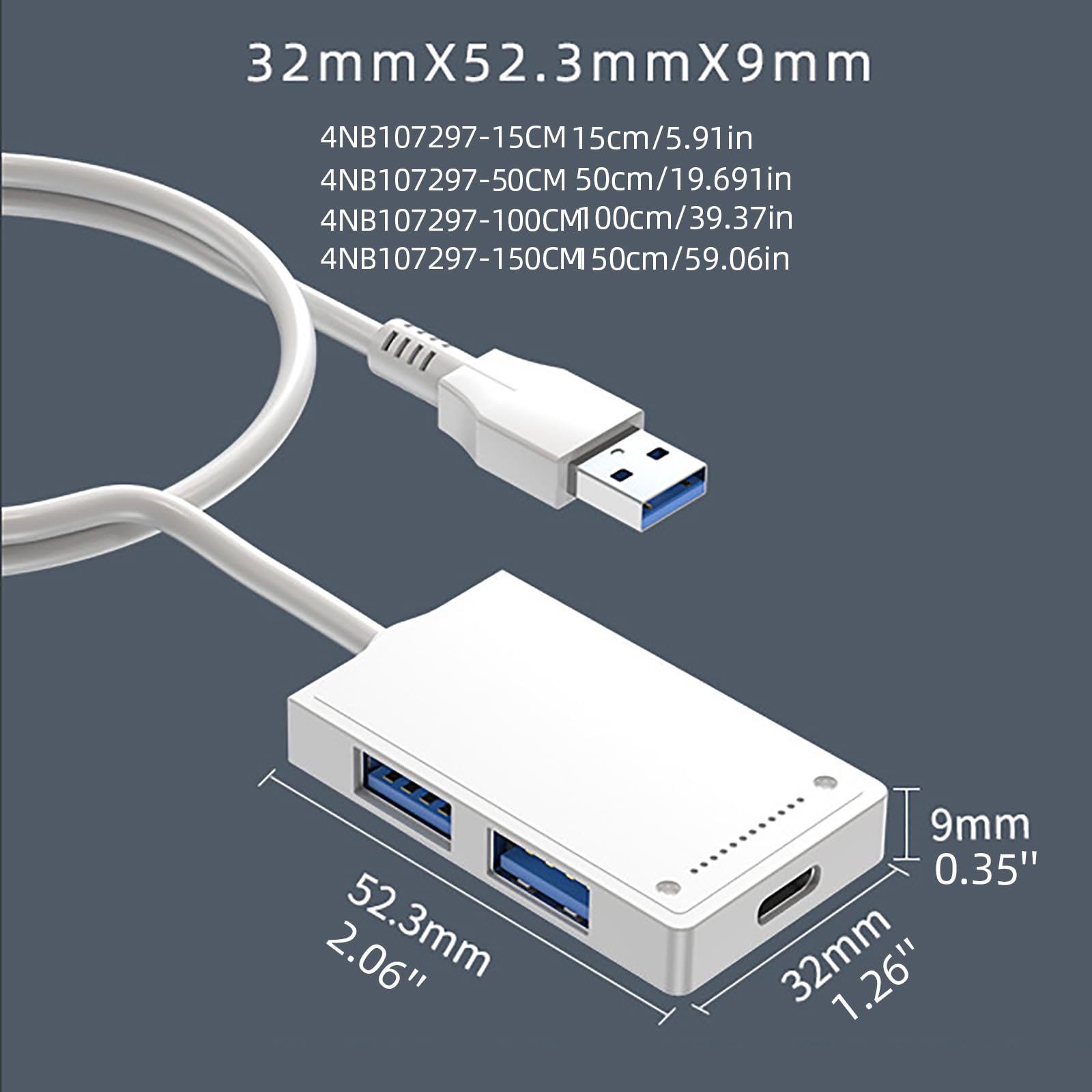 YIGZYCN 4-Port USB Hub with 1 USB 3.0 & 3 USB 2.0 Ports - High-Speed Data Transfer USB Docking Station for Laptop, PC, Mac - Includes Power Adapter for Stable Charging - Perfect for Home Office, Gaming & Work Setup